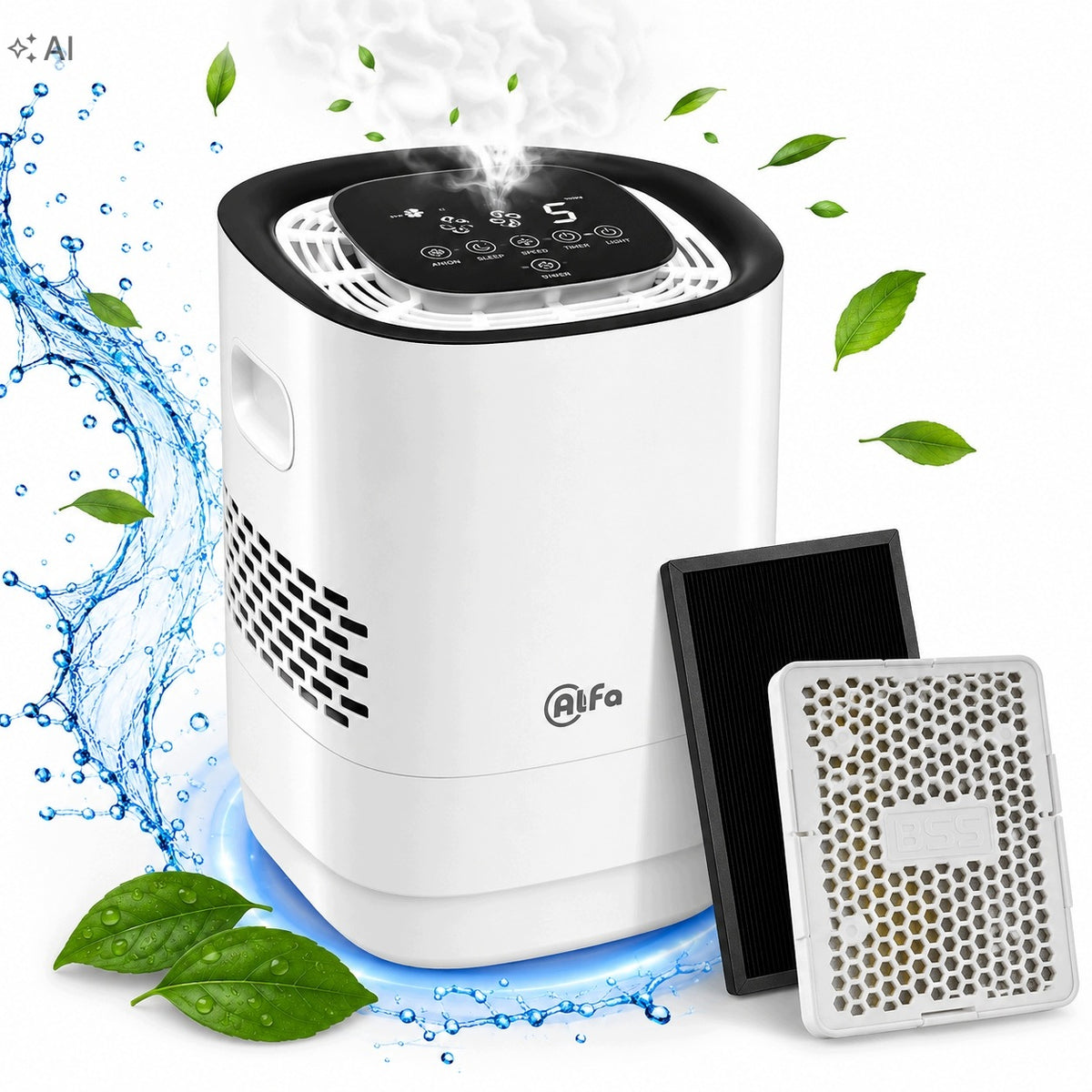ALFDA Air Purifier 330m3/h HEPA 35m2 Humidifier Ionizer 3in1