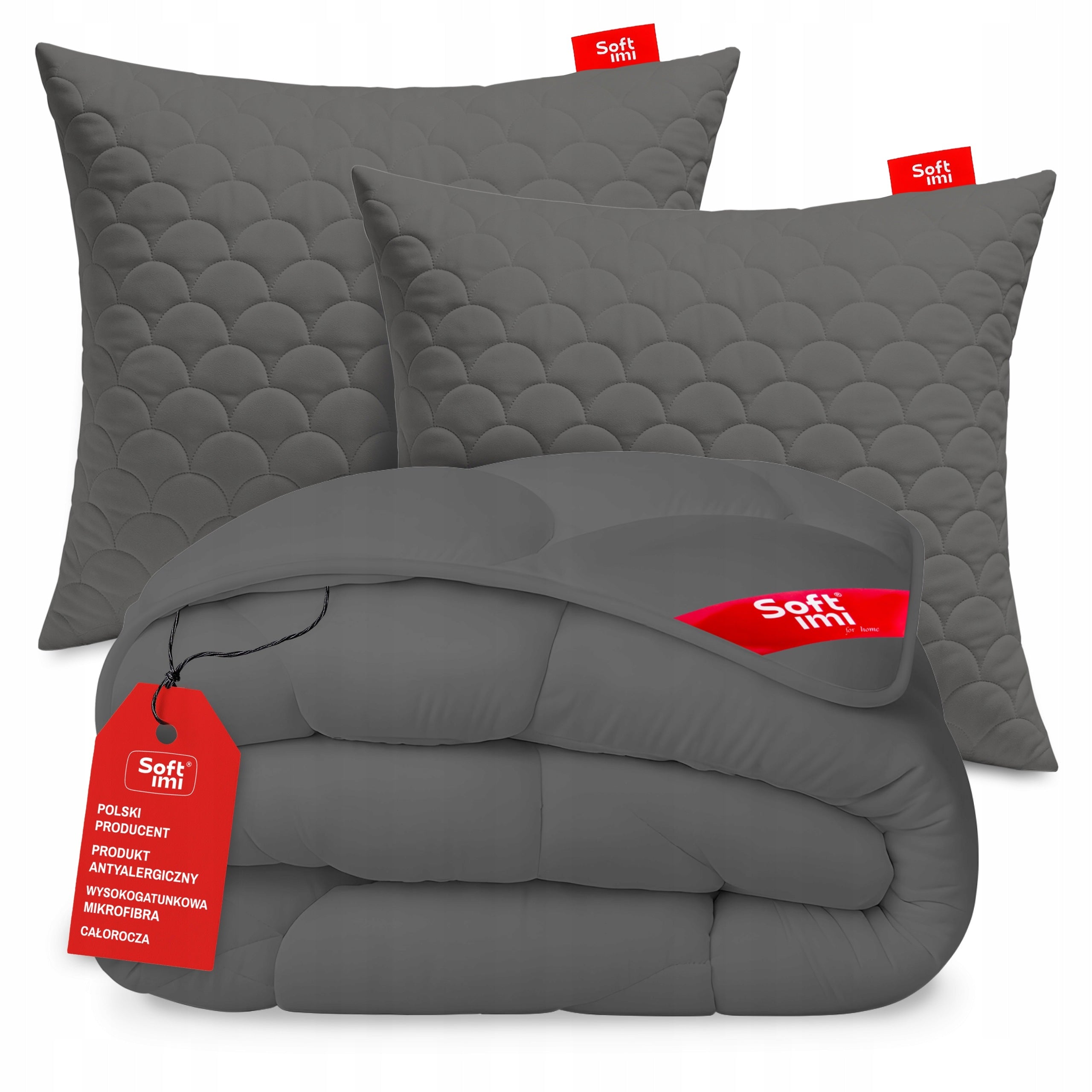 ALL-SEASON ANTI-ALLERGIC QUILT 160X200 + 2 PILLOWS 70X80 GREY SET