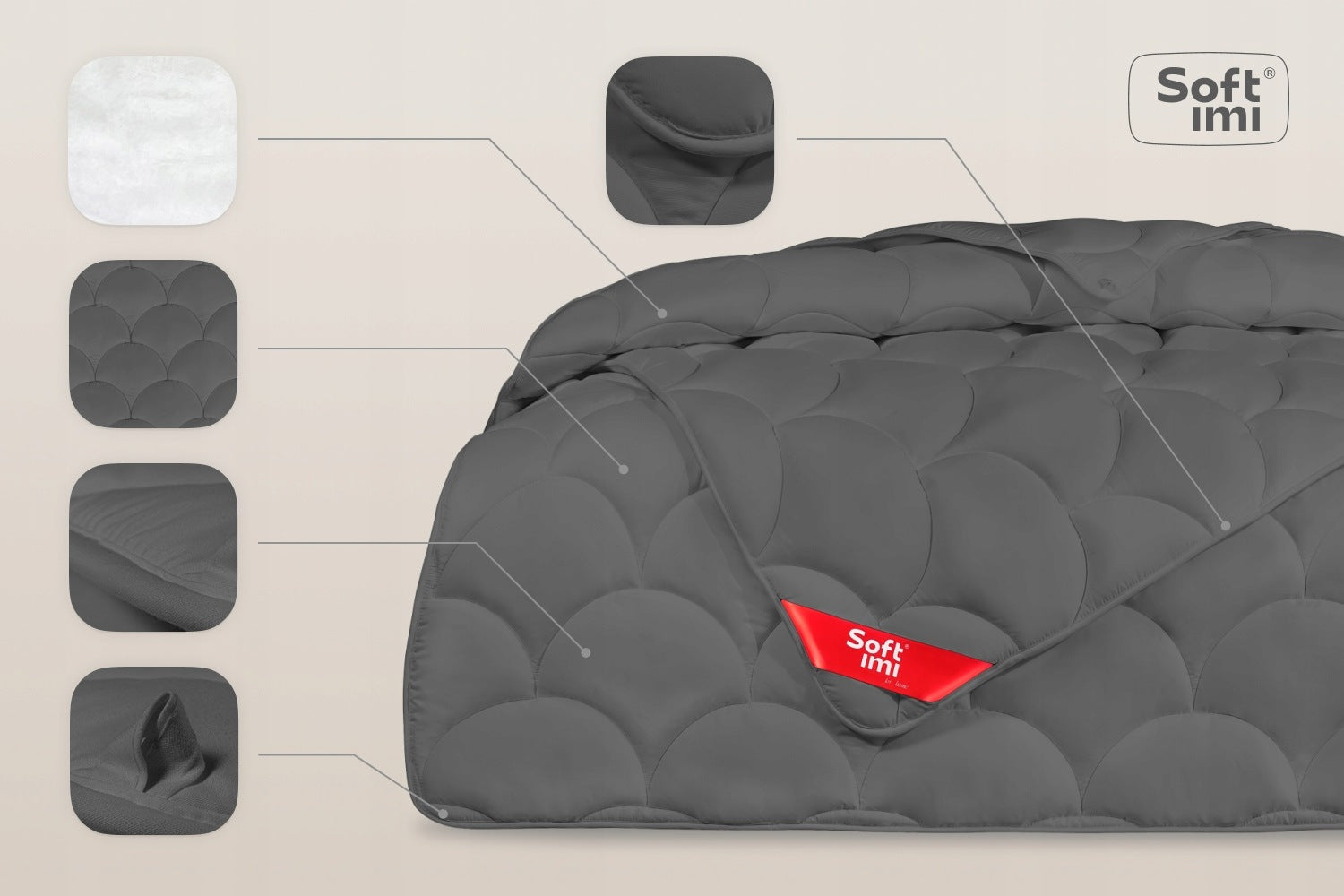ALL-SEASON ANTI-ALLERGIC QUILT 200X220 + 2 PILLOWS 70X80 GREY SET Manufacturer code QUILT-200X220-300+2X70X80-GRAY