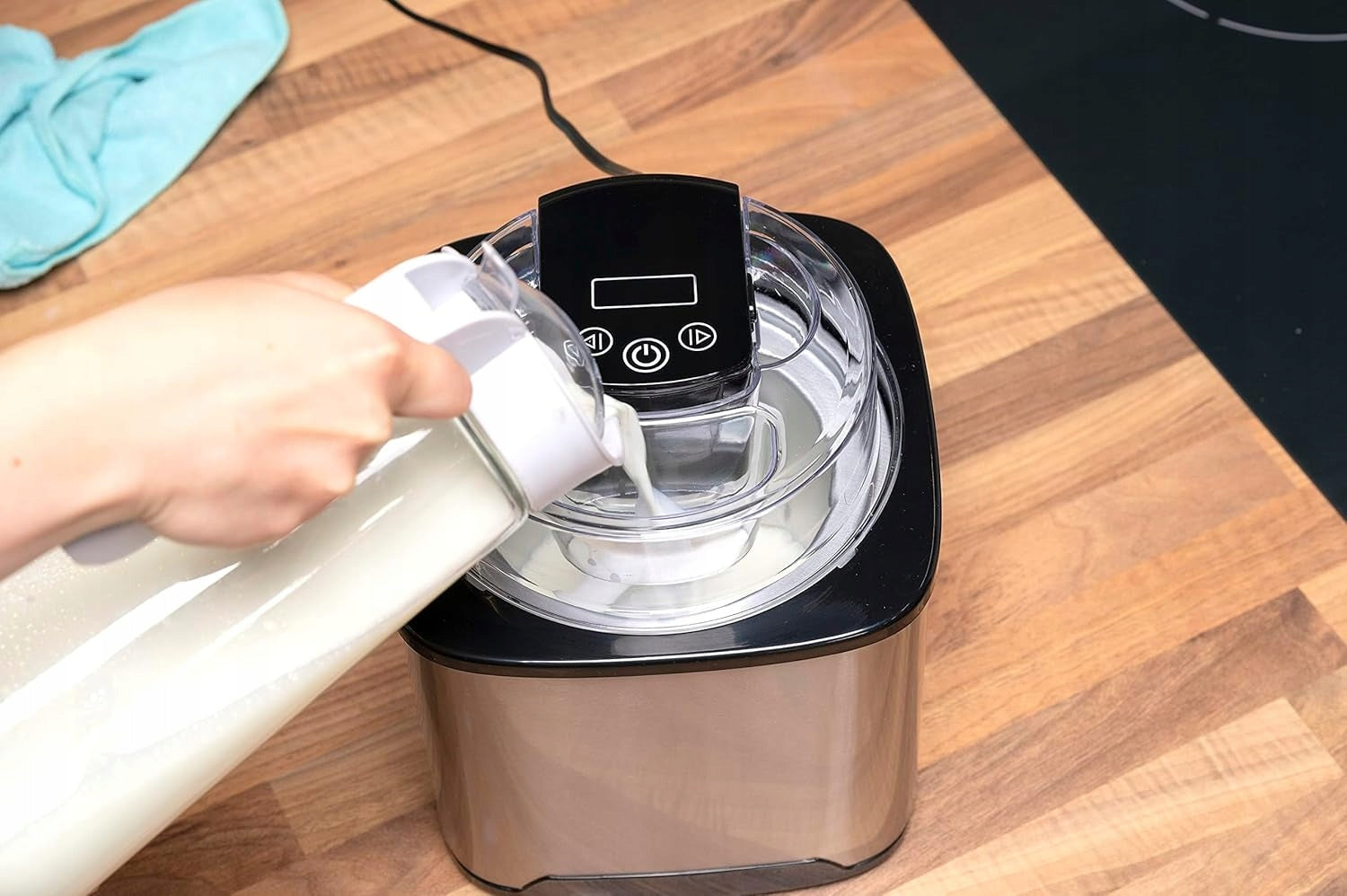 ALPINA ICE CREAM MACHINE 2L AUTOMATIC LED STAINLESS STEEL YOGURT SORBET Packaging status original