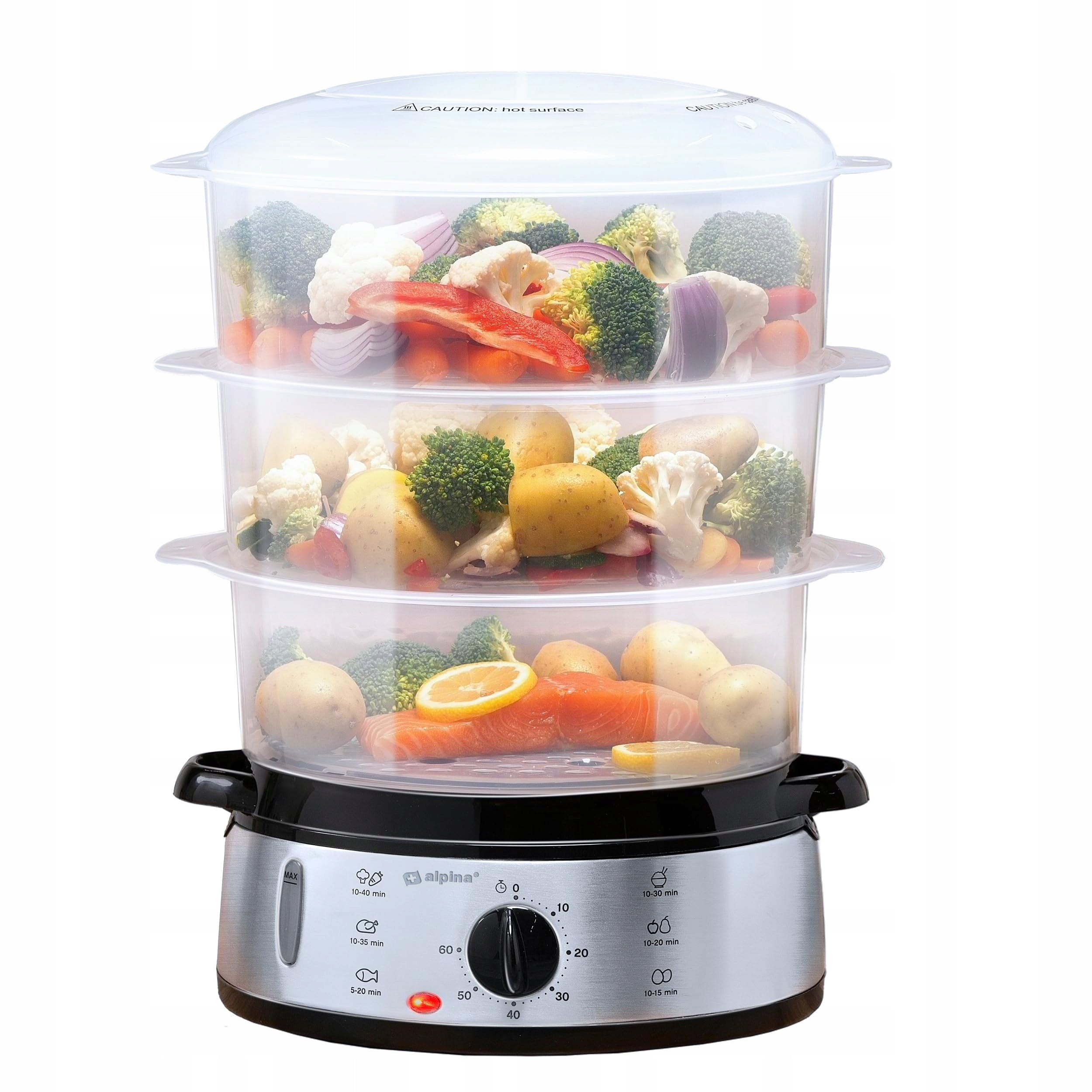 ALPINA Steamer 230V 800W 3 Levels BPA Free 9L Grey Plastic RVS