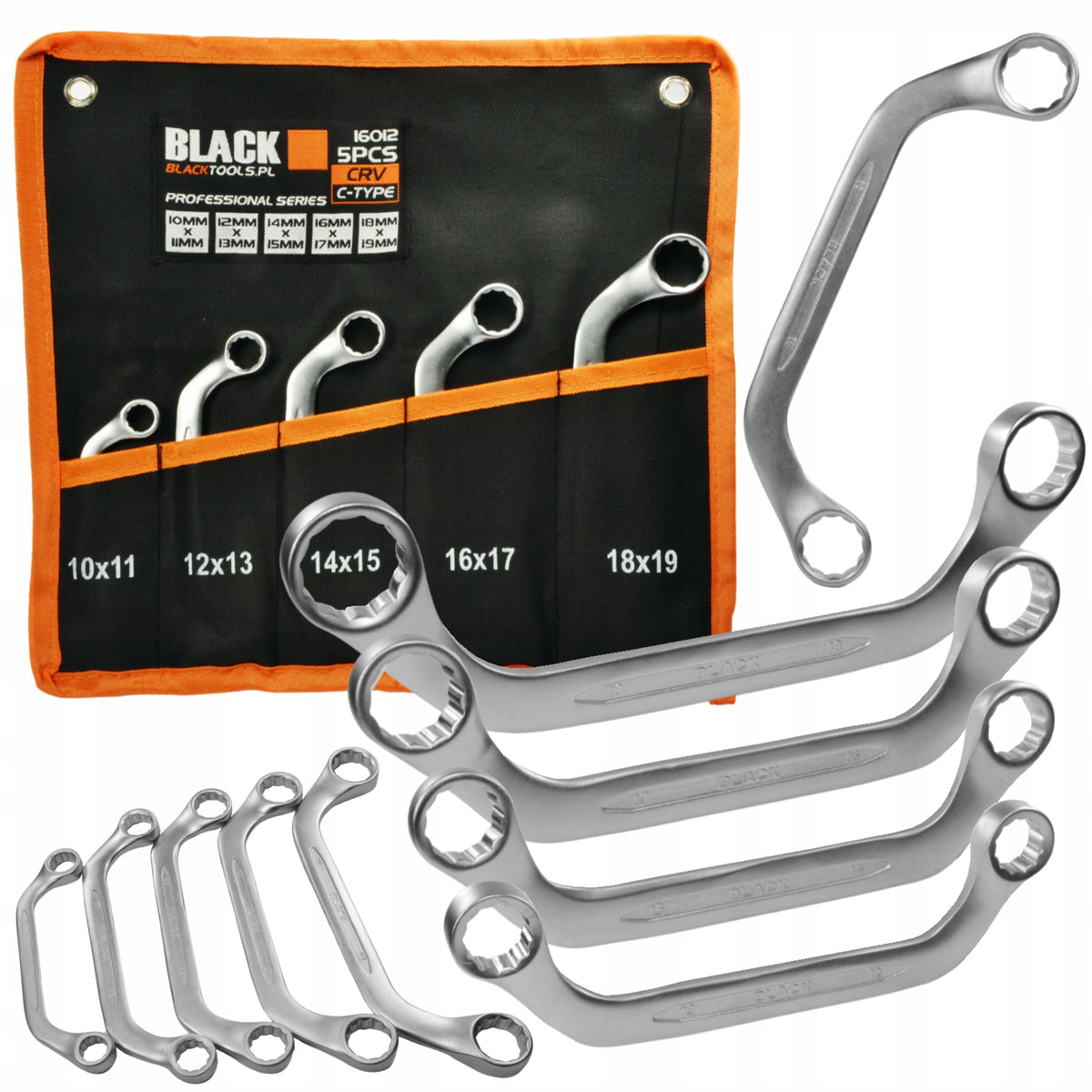 ALTERNATOR EYE WRENCHES TYPE C 10-19mm BENT BLACK