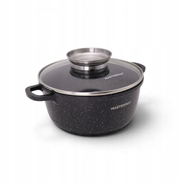 ALUMINUM POT ROUND 20CM MARBLE WITH INDUCTION 2,5L FOR COOKING GAS