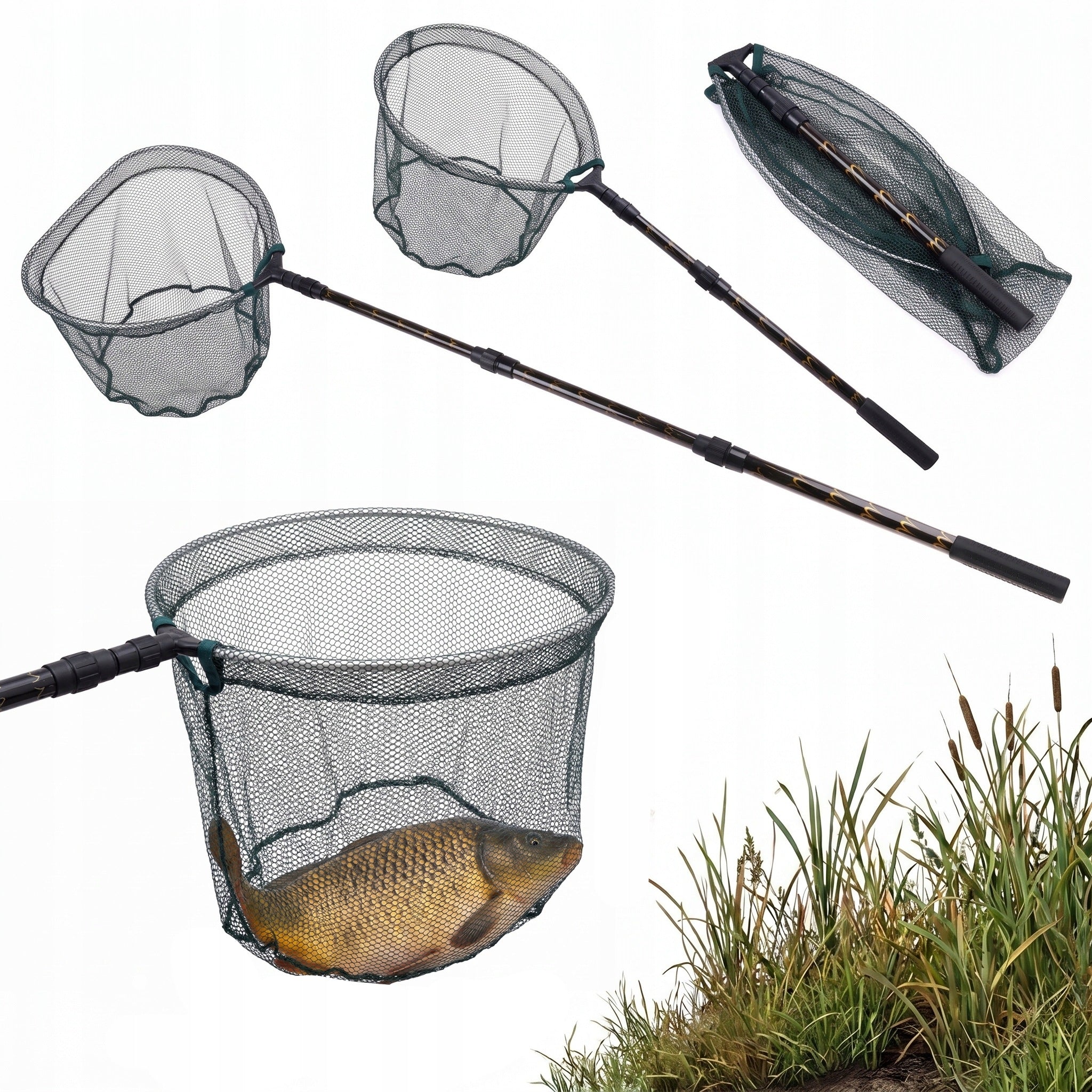 ALUMINUM TELESCOPIC FISHING LANDING NET 180 x 40 cm 3 SECTIONS 220021