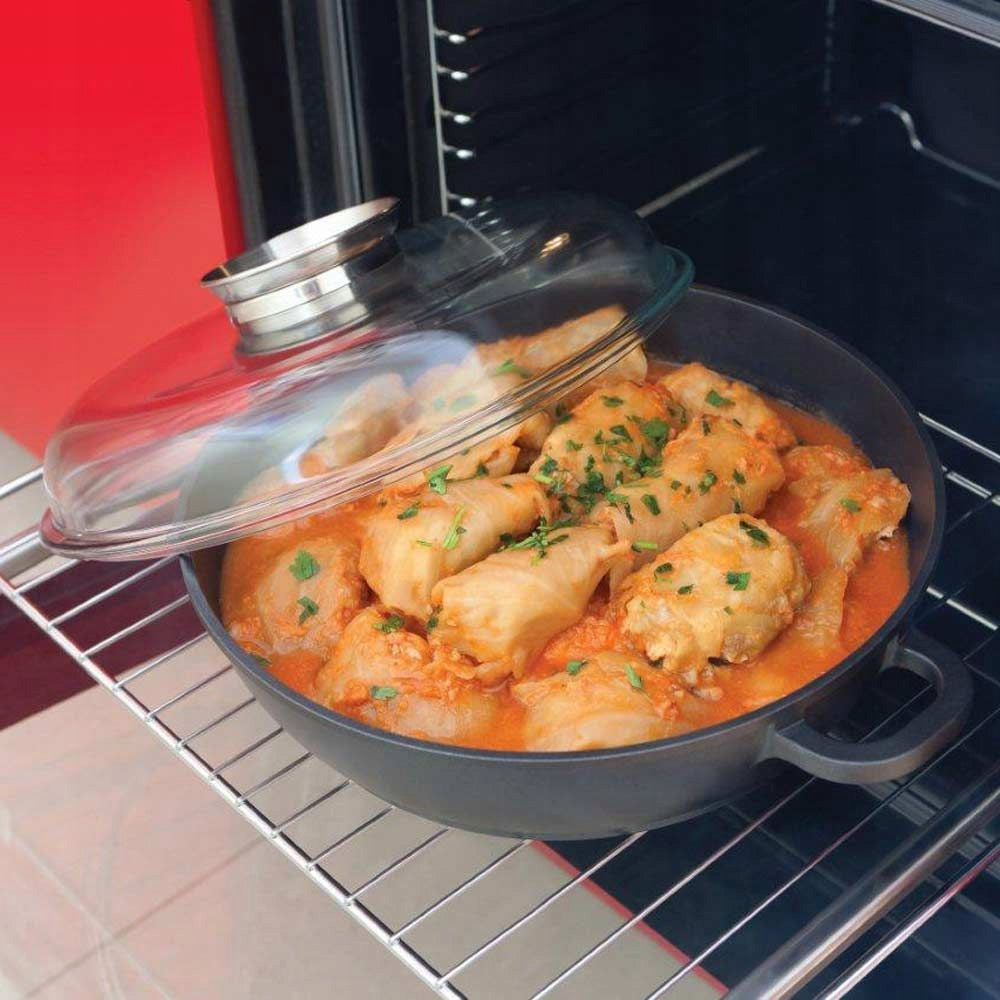 AMBITION DEEP PAN FOR INDUCTION GAS OVEN TAURUS 28 CM Manufacturer code 84106 Z AROMATYZEREM Z POWŁOKĄ DWA UCHWYTY