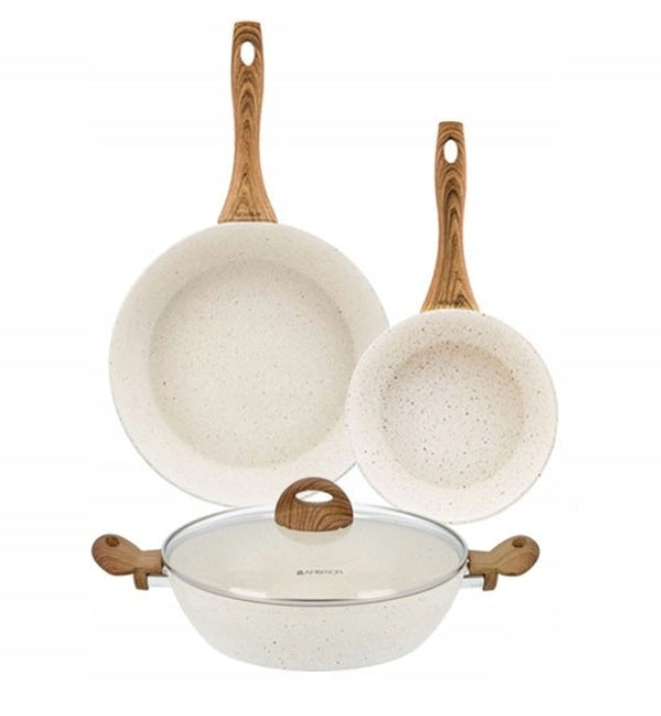 AMBITION NATURE PAN SET 20, 28 CM + DEEP 28 CM INDUCTION CREAM