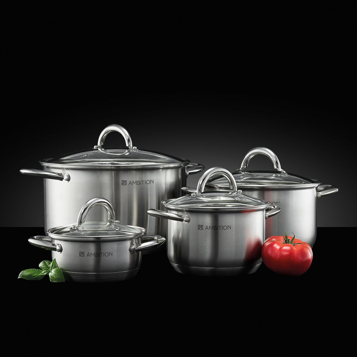 AMBITION SET OF POTS WITH LIDS 68736 SOLAR 8-piece Induction EAN (GTIN) 5904134687364