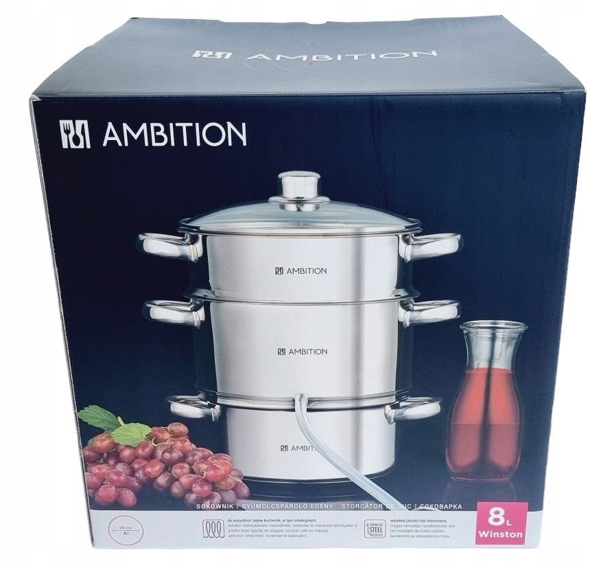 AMBITION STEAM JUICE 3in1 8L + STEAMER steam pot INDUCTION GAS NDZ