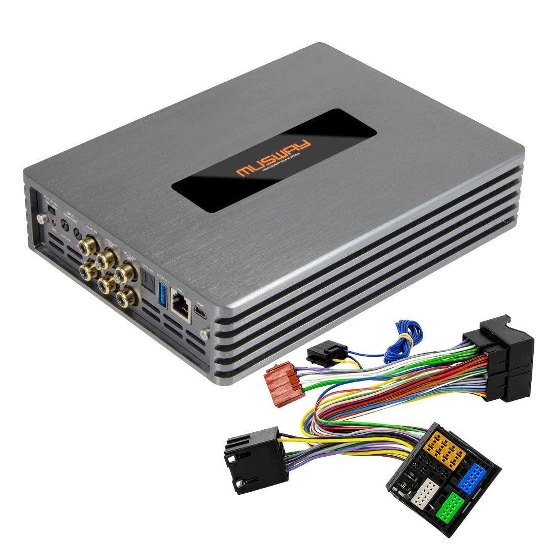 AMPLIFIER DSP 4x135W MUSWAY M4+V3 + BEAM AUDI VW SKODA SEAT PLUG&PLAY Packaging status original