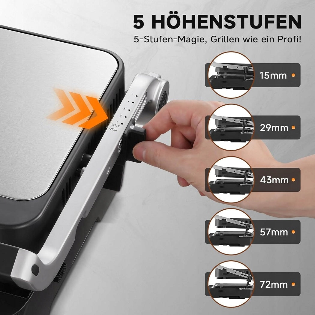 AMZCHEF XL 4in1 ELECTRIC CONTACT GRILL WITH SENSOR BOOST GRILL 2000W Packaging status original