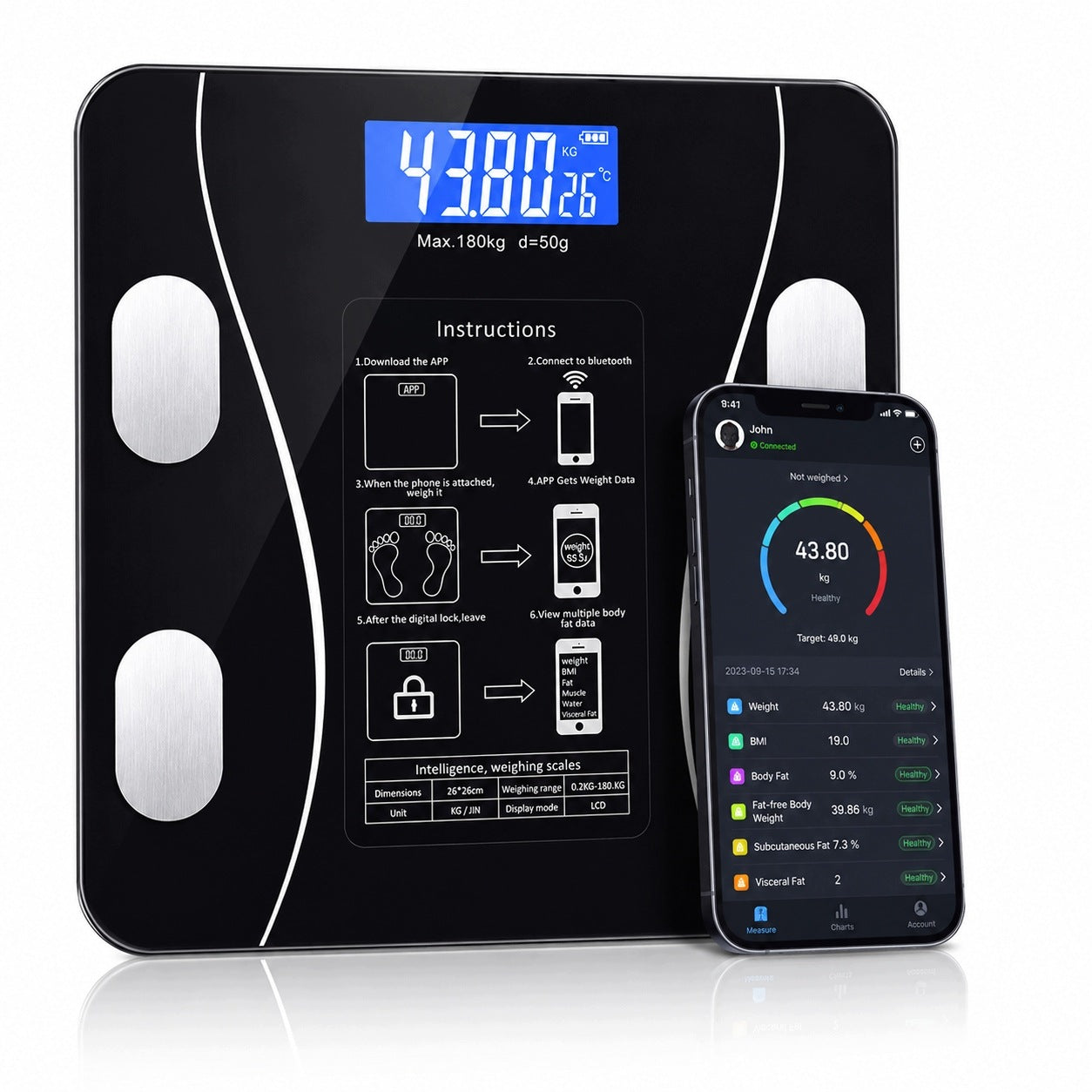 ANALYTICAL BATHROOM CONTROL SCALE EASY SMART 3 ACCURATE BATHROOM LCD