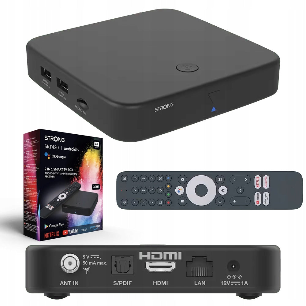 ANDROID BOX TV 4K ULTRA UHD WIFI BLUETOOTH TERRESTRIAL TV TUNER DVB-T2