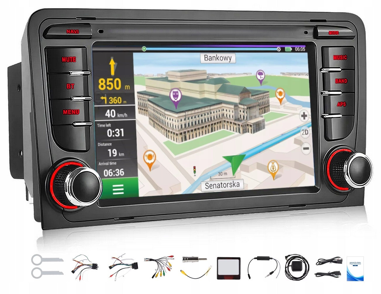 ANDROID CAR RADIO GPS for AUDI A3 8P 2003-2012 with CARPLAY, WIFI, USB, 4/64GB
