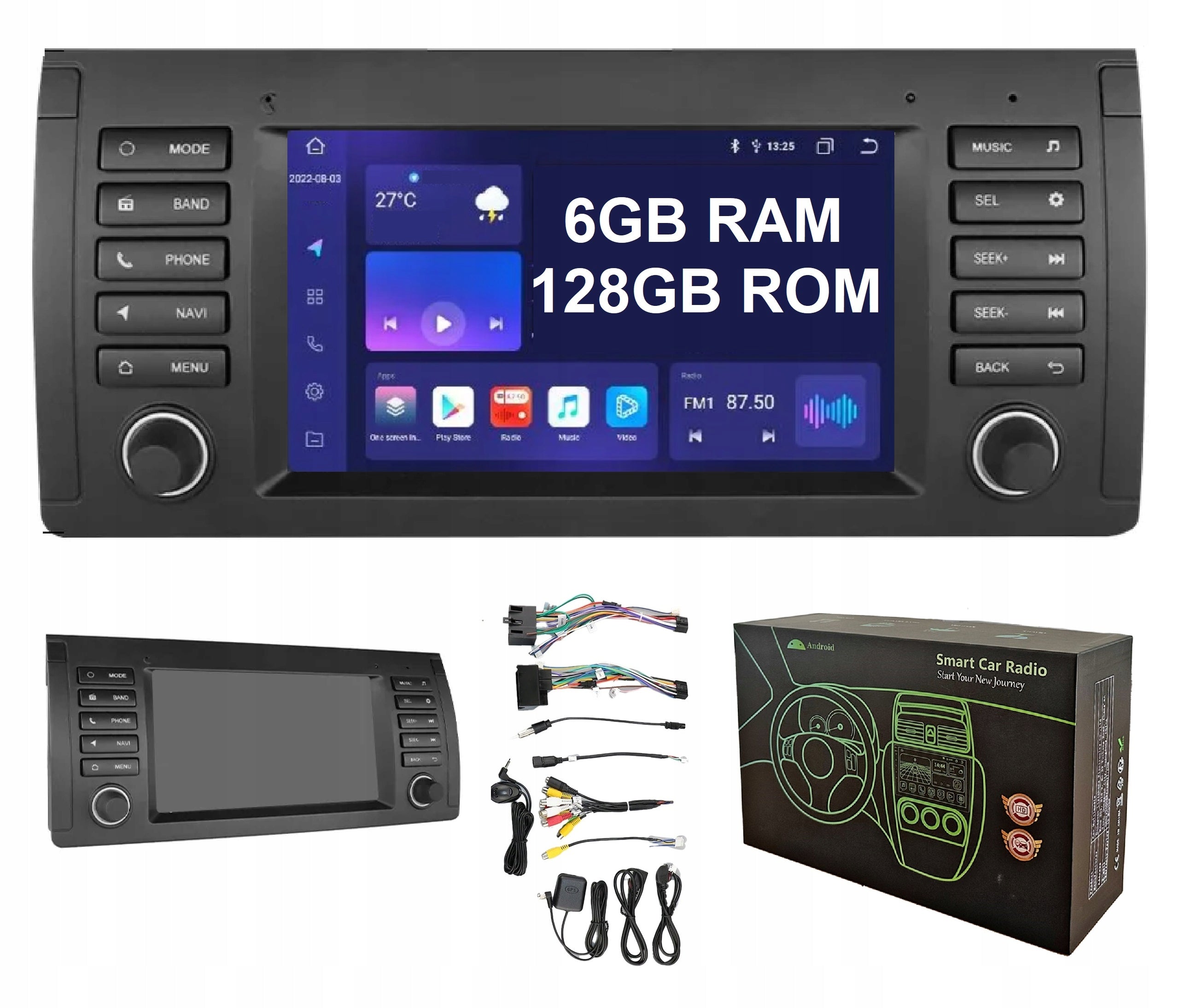 ANDROID RADIO NAVIGATION FOR BMW X5 E53 6/128GB DSP CARPLAY QLED RADIO LTE Manufacturer code 7SRCBMWE397001H
