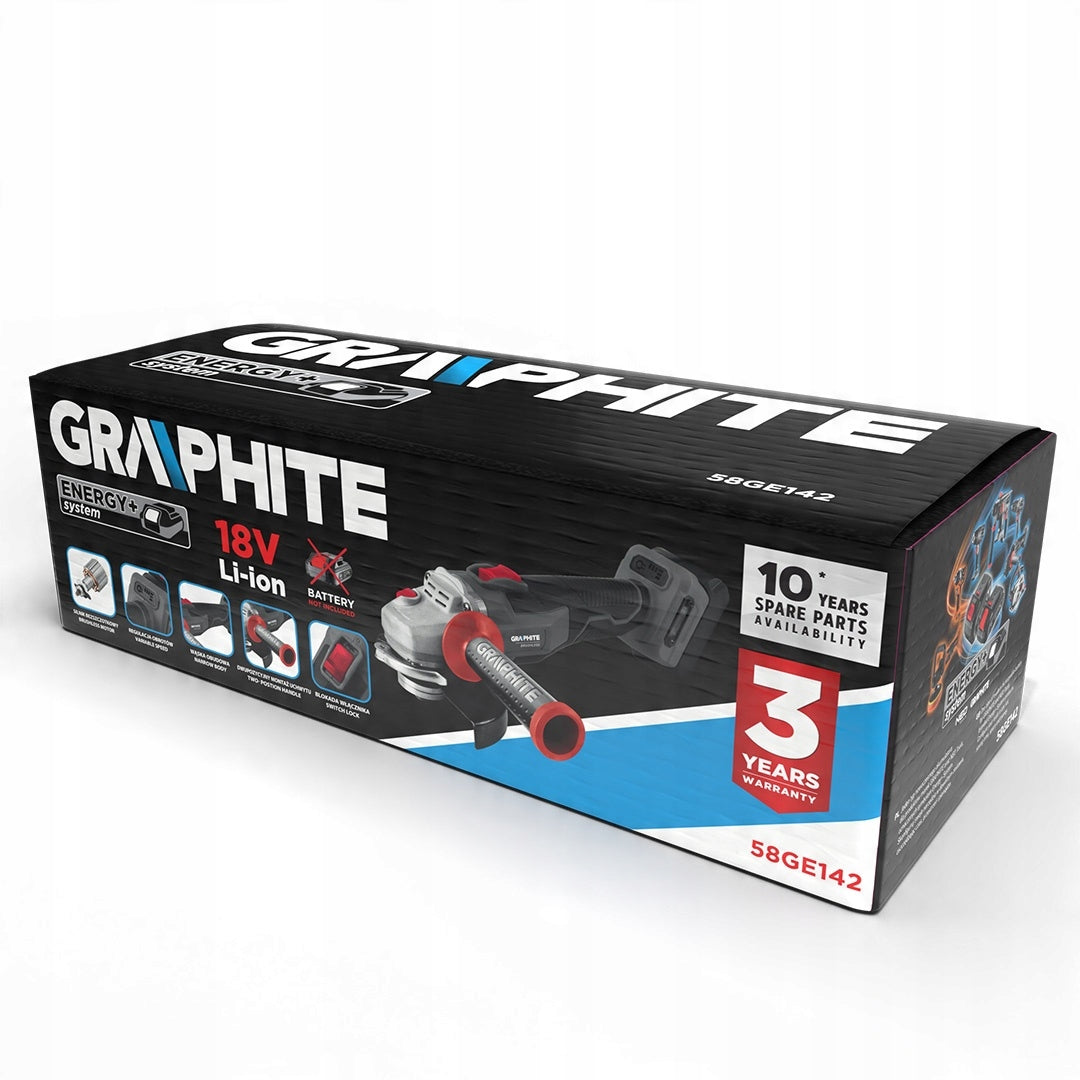 ANGLE GRINDER 125MM BRUSHLESS ENERGY+ 0-9200/MIN-1, WITHOUT AKU 58GE142 Brand GRAPHITE