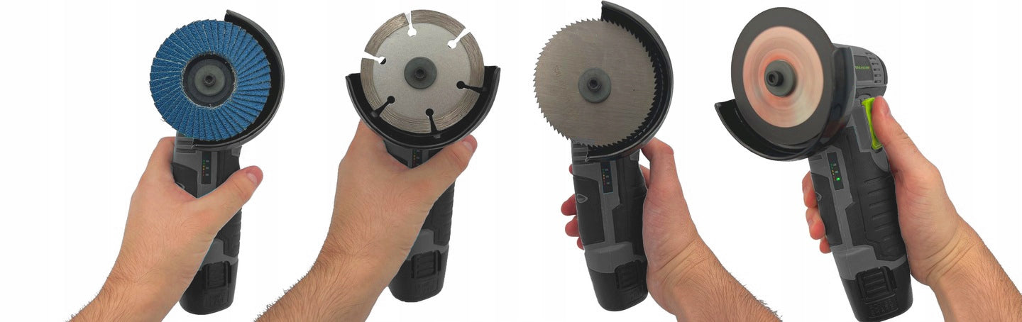 ANGLE GRINDER FOR CUTTING CORDLESS 19500 RPM 6 DISCS SET 2x AKU Supply voltage 12 V