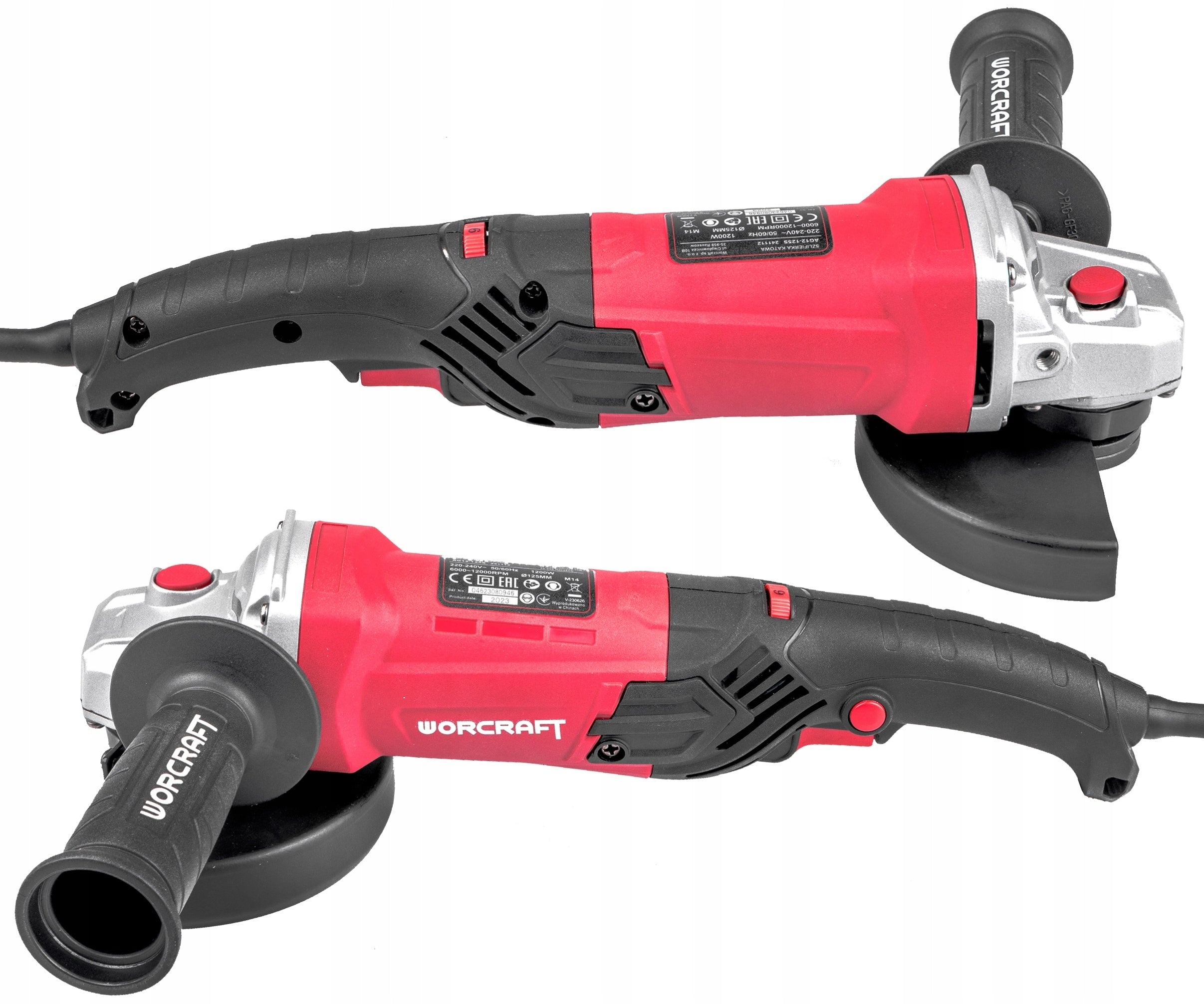 ANGLE GRINDER WORCRAFT AG12-125S STRONG 125mm Rotation adjustment +DISCS Supply voltage 230 V