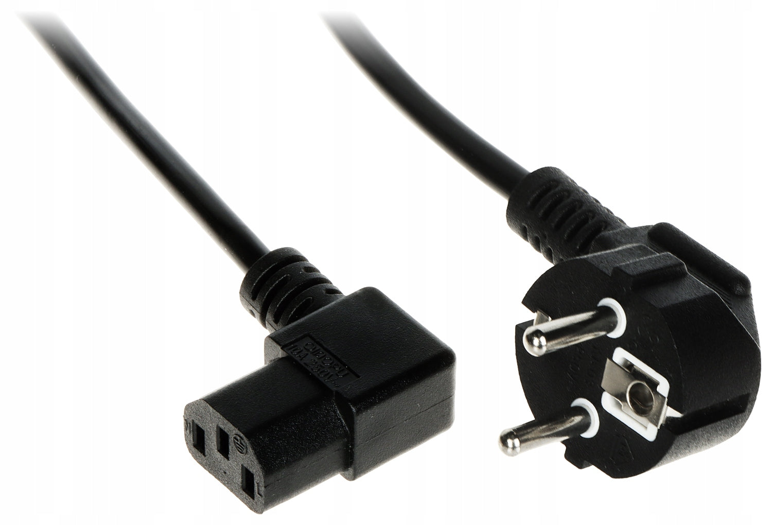ANGLE NETWORK CABLE 230 V CEE 7/7 IEC320 C13 POWER CABLE 1.2 m