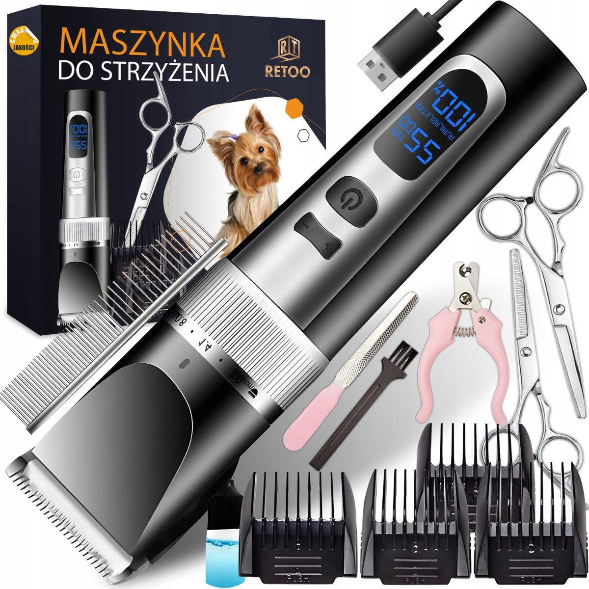 ANIMAL DOG CLIPPER SET DOG WIRELESS QUIET LCD 9W Packaging status original