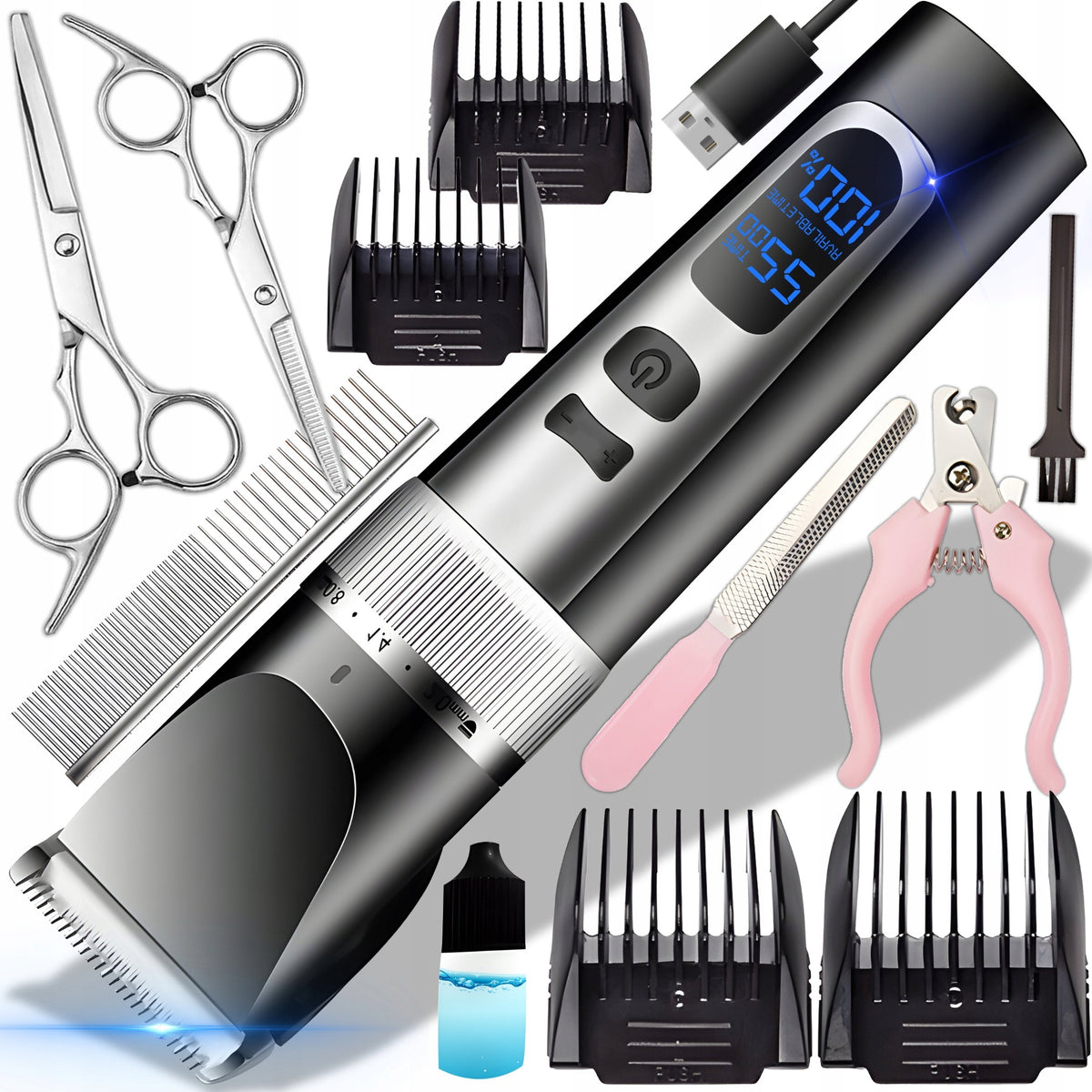 ANIMAL DOG CLIPPER SET DOG WIRELESS QUIET LCD 9W
