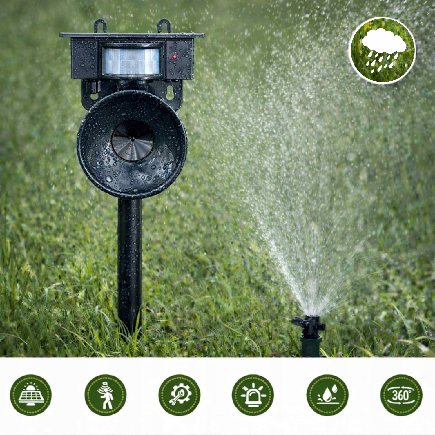 ANIMAL REPELLENT CAT BIRDS WILD MICE 10in1 + SOLAR BATTERY Product weight with unit packaging 0.9 kg