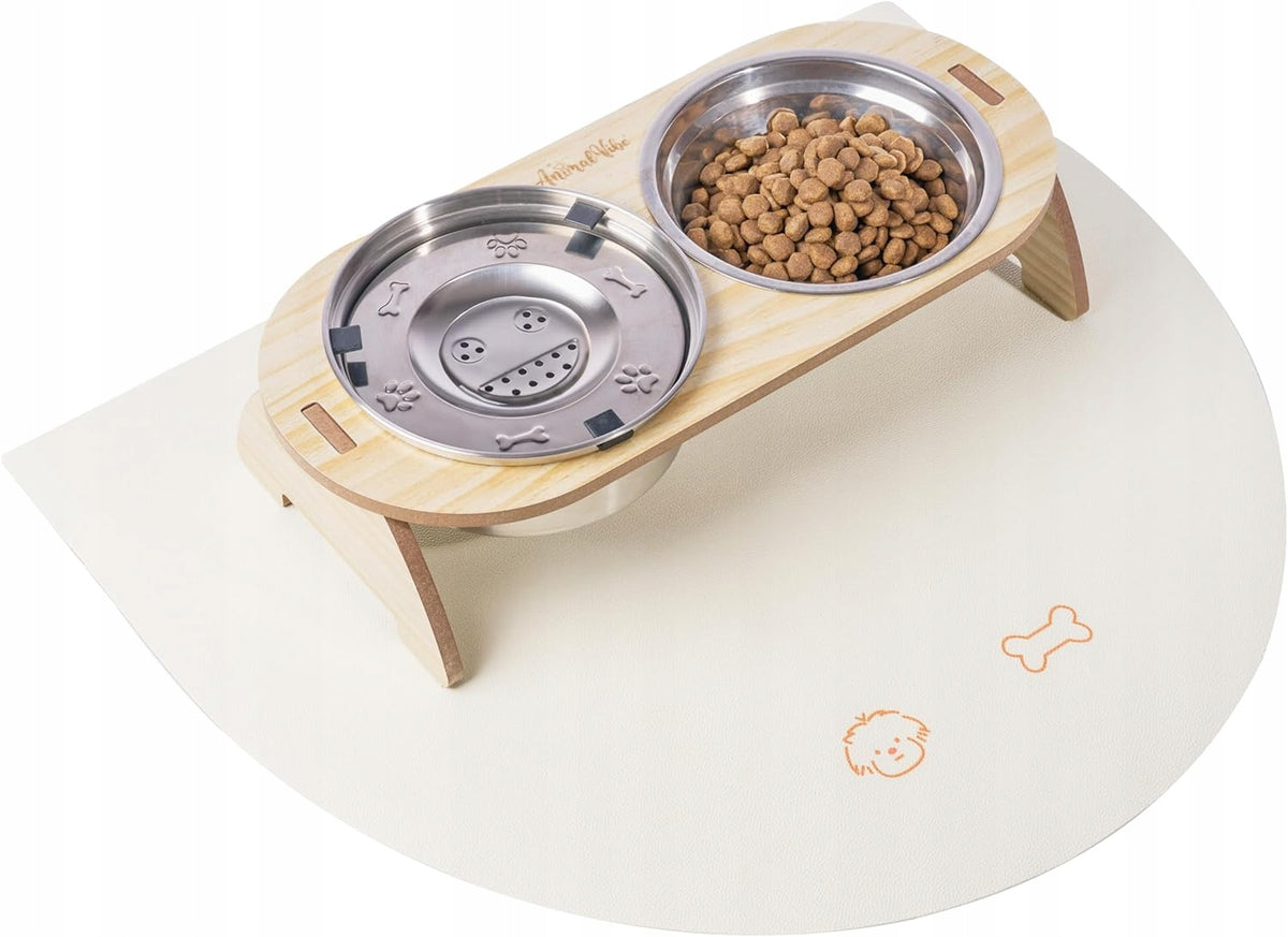 ANIMALVIBE Stainless Steel Dog Bowl with Stand and Mat | 1L Packaging status original