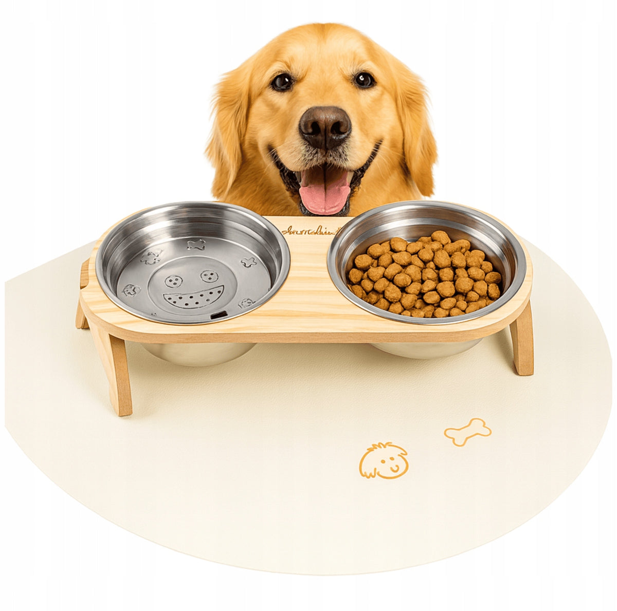 ANIMALVIBE Stainless Steel Dog Bowl with Stand and Mat | 1L
