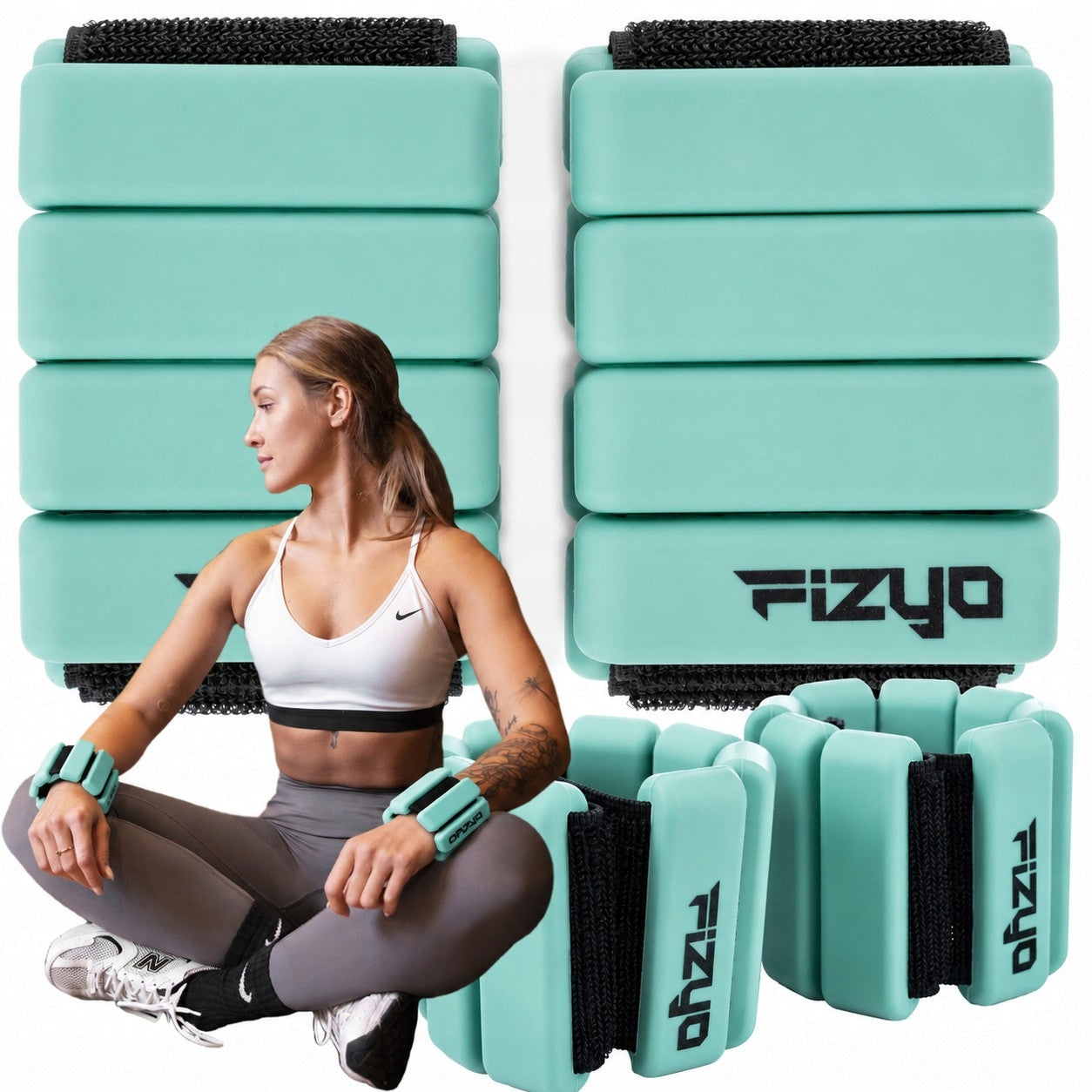 ANKLE WEIGHTS HANDS 2x225g WEIGHT LEGS WRISTS FIZYO 450g GREEN