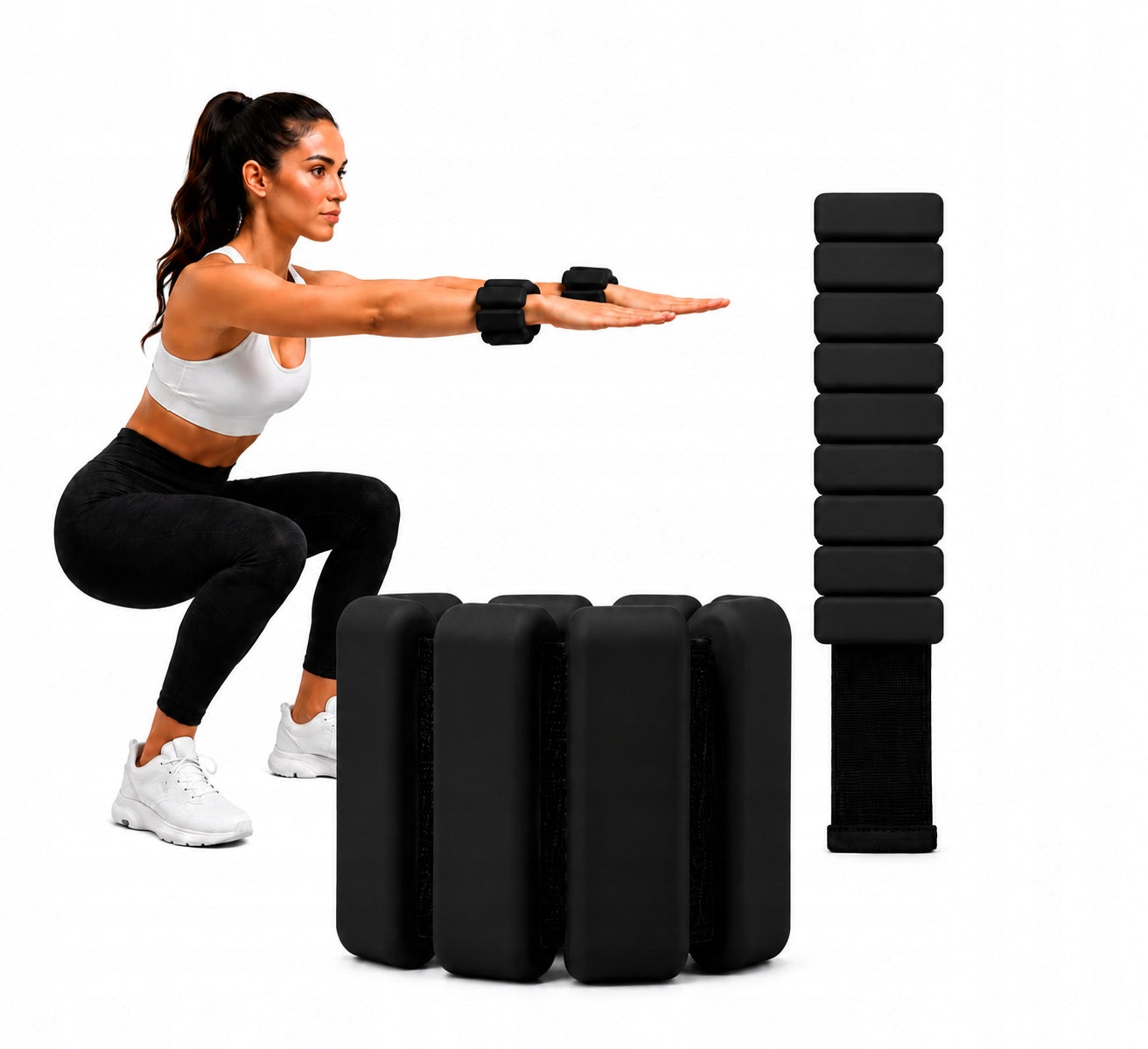 ANKLE WEIGHTS WRISTS ADJUSTABLE 2X450g BLACK 900g