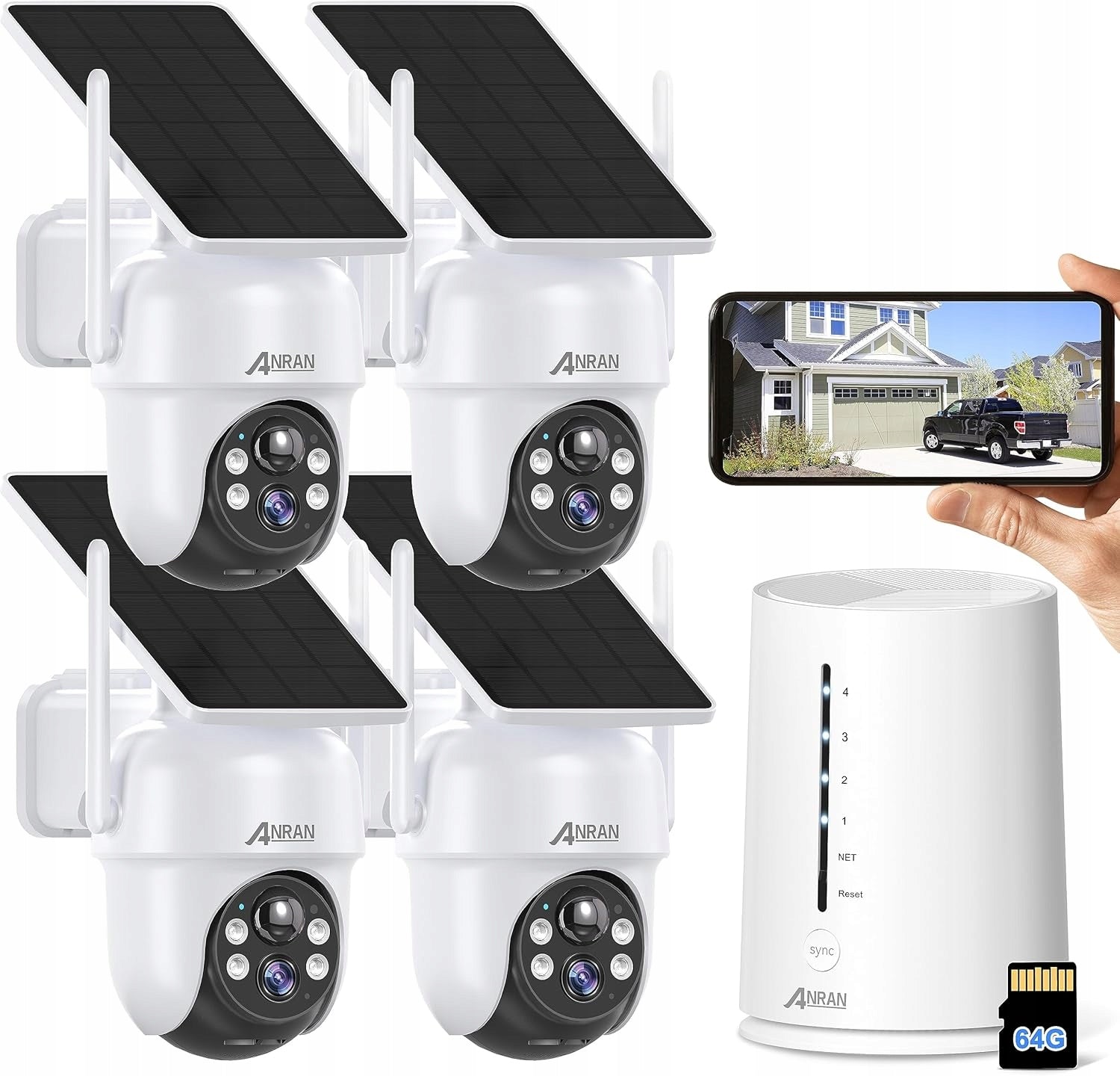ANRAN set of 4MP FHD cameras 360° solar panel surveillance cameras