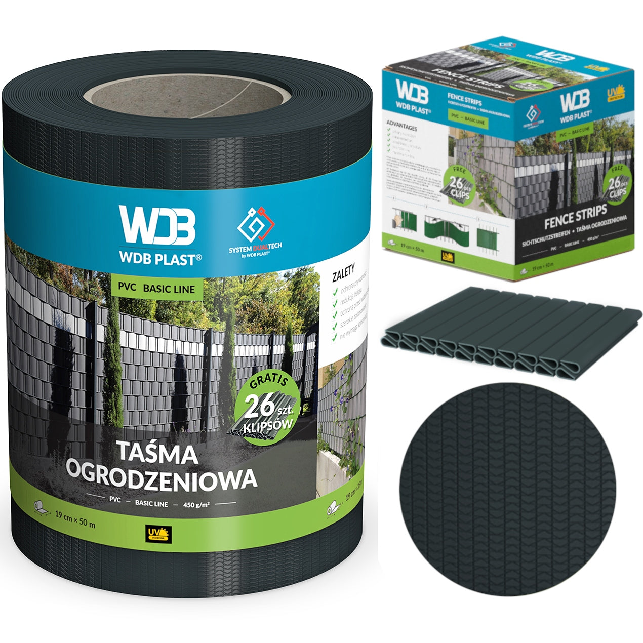 ANTHRACITE FENCE TAPE 19x50 PANEL FENCE COVER GRAPHITE FENCE