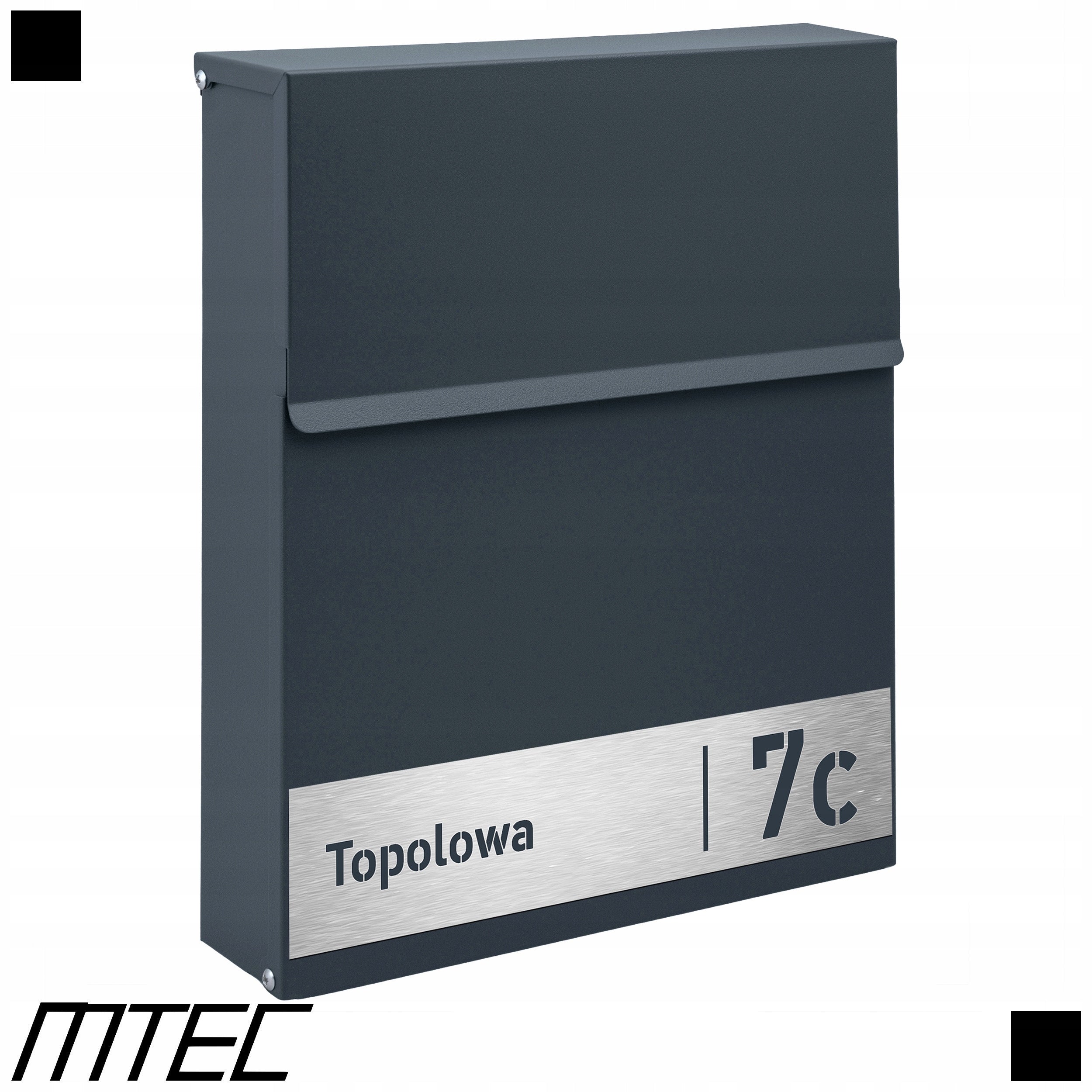 ANTHRACITE MAILBOX SLIM LETTER + LAMINATE ENGRAVED Brand M-TEC