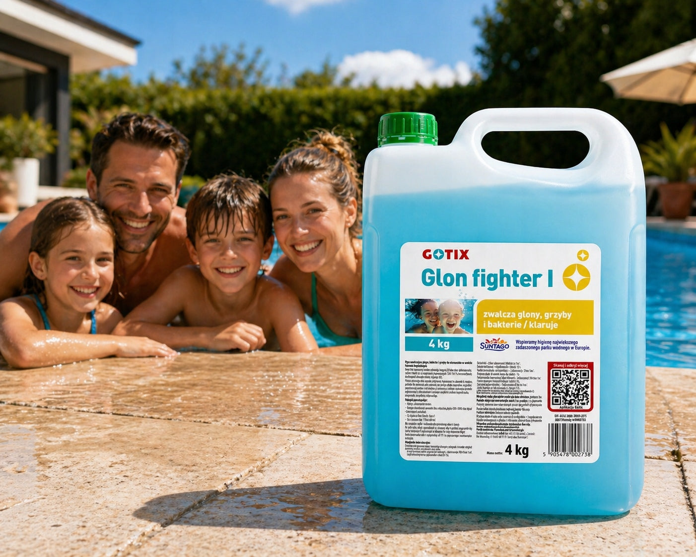 ANTI-ALGAE 4L Strong Algae Agent in Pool Jacuzzi SPA Pool Chemistry Manufacturer code Antyglon Środek na Glony w Basenie