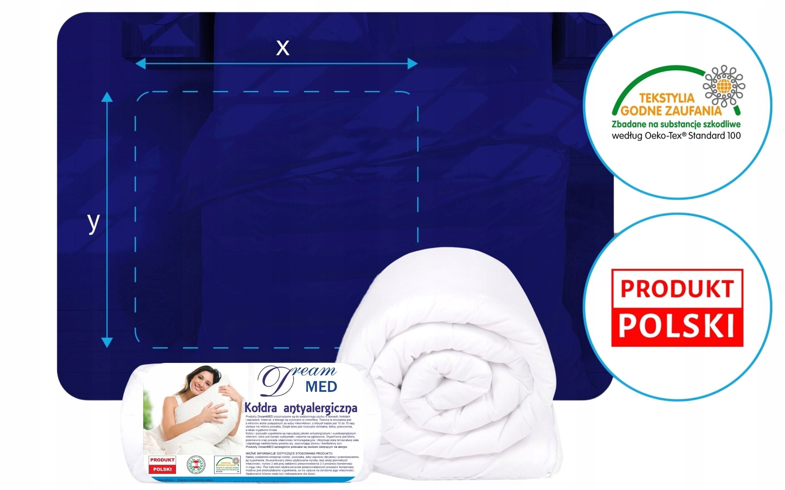 ANTI-ALLERGIC QUILT 220X200 YEAR-ROUND UNIVERSAL POLISH PRODUCT Length 220 cm