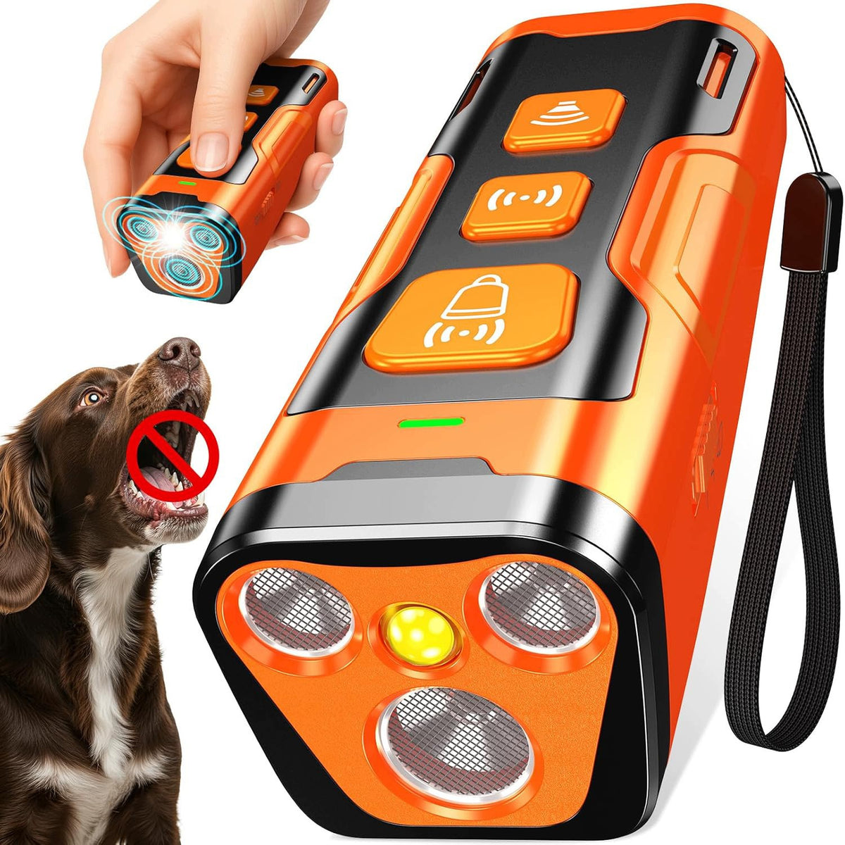 ANTI-BARKING DEVICE, ULTRASONIC DOG REPELLENT WITH LED