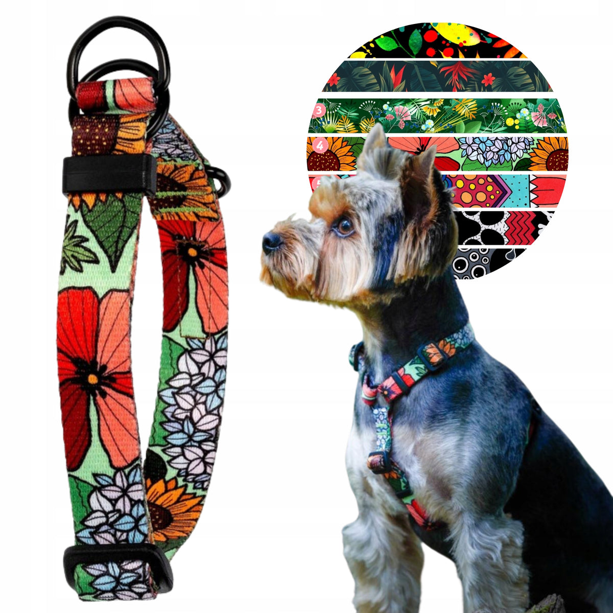 ANTI-ESCAPE semi-clamp collar XS 15 mm chihuahua york 17 designs selection