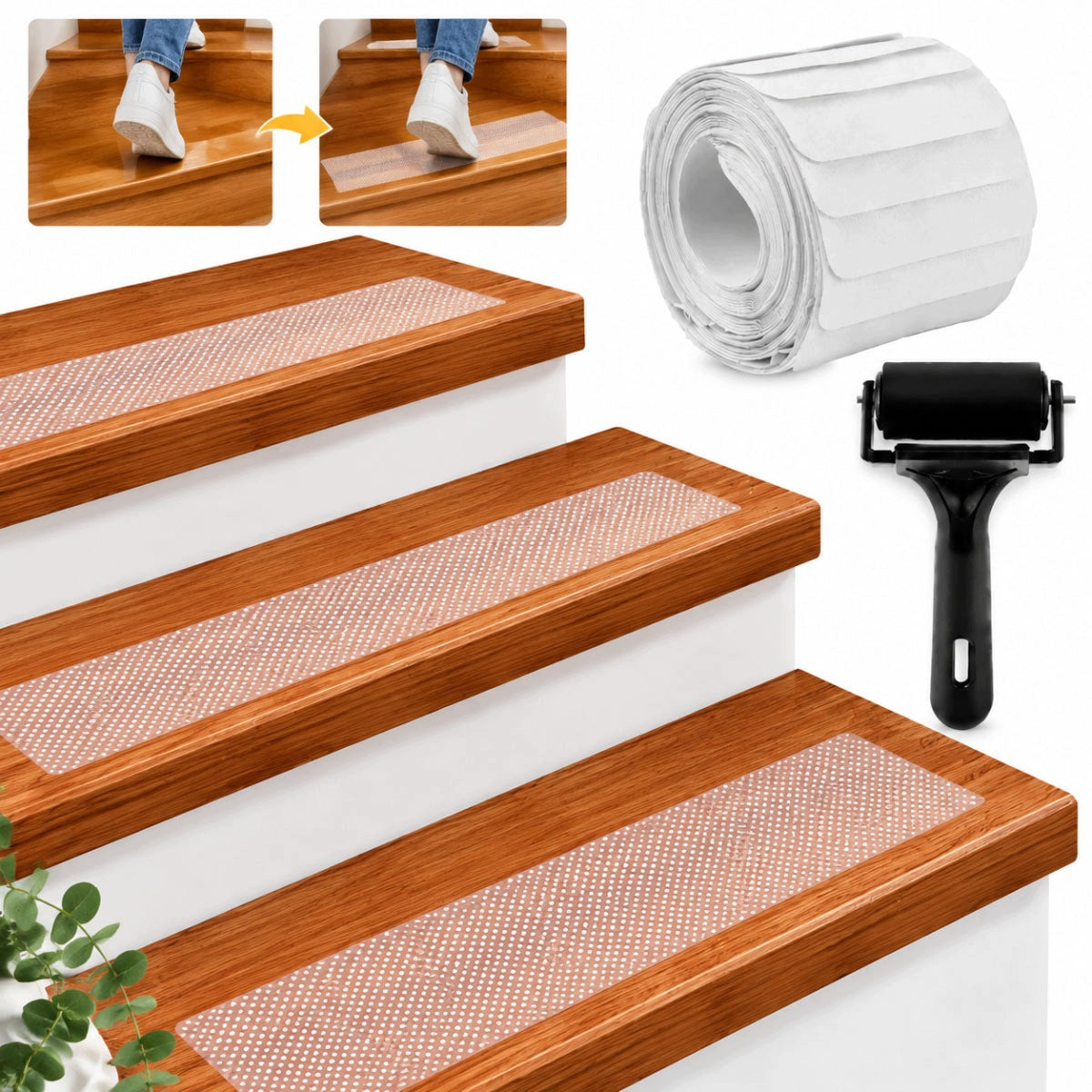 ANTI-SLIP PADS FOR STAIRS TRANSPARENT PEVA WATERPROOF 15X60