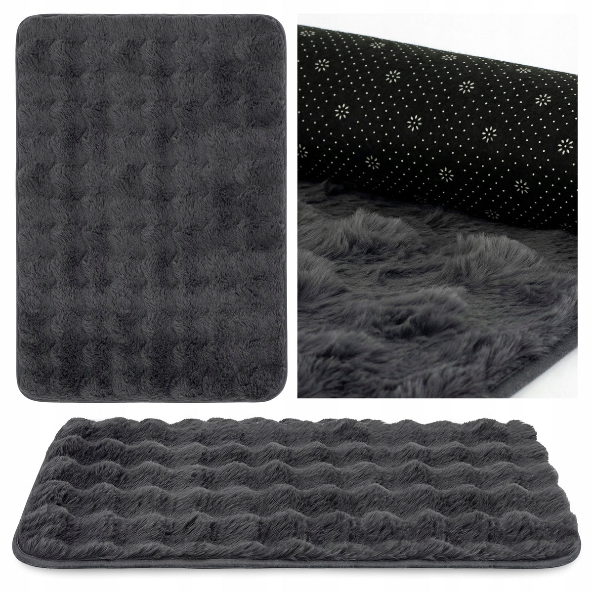 ANTI-SLIP RUG 100x70 SOFT ECO FUR RABBIT FOR LIVING ROOM BEDROOM