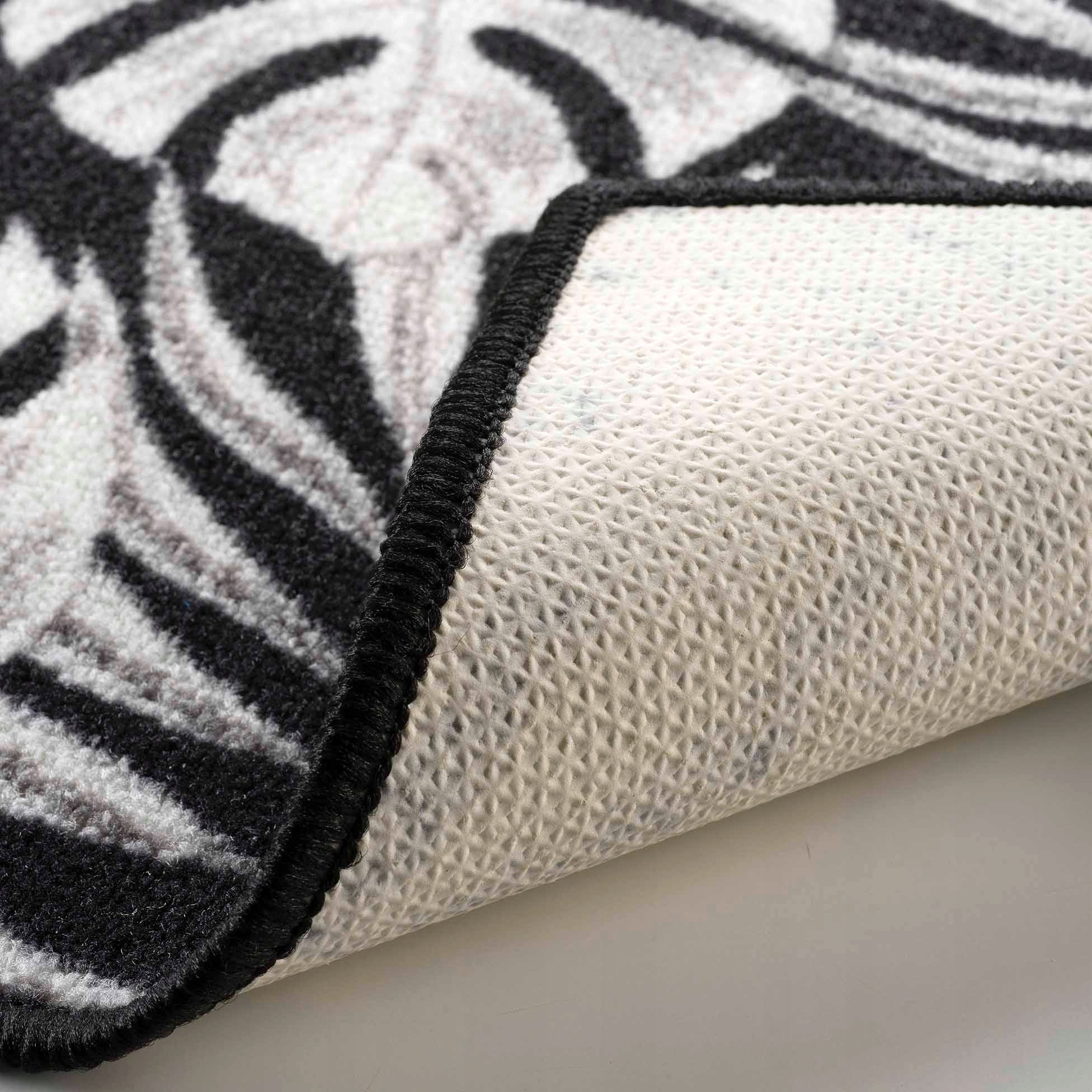 ANTI-SLIP RUG 50x80 RECTANGULAR BLACK MONSTERA Brand Douceur d'intérieur