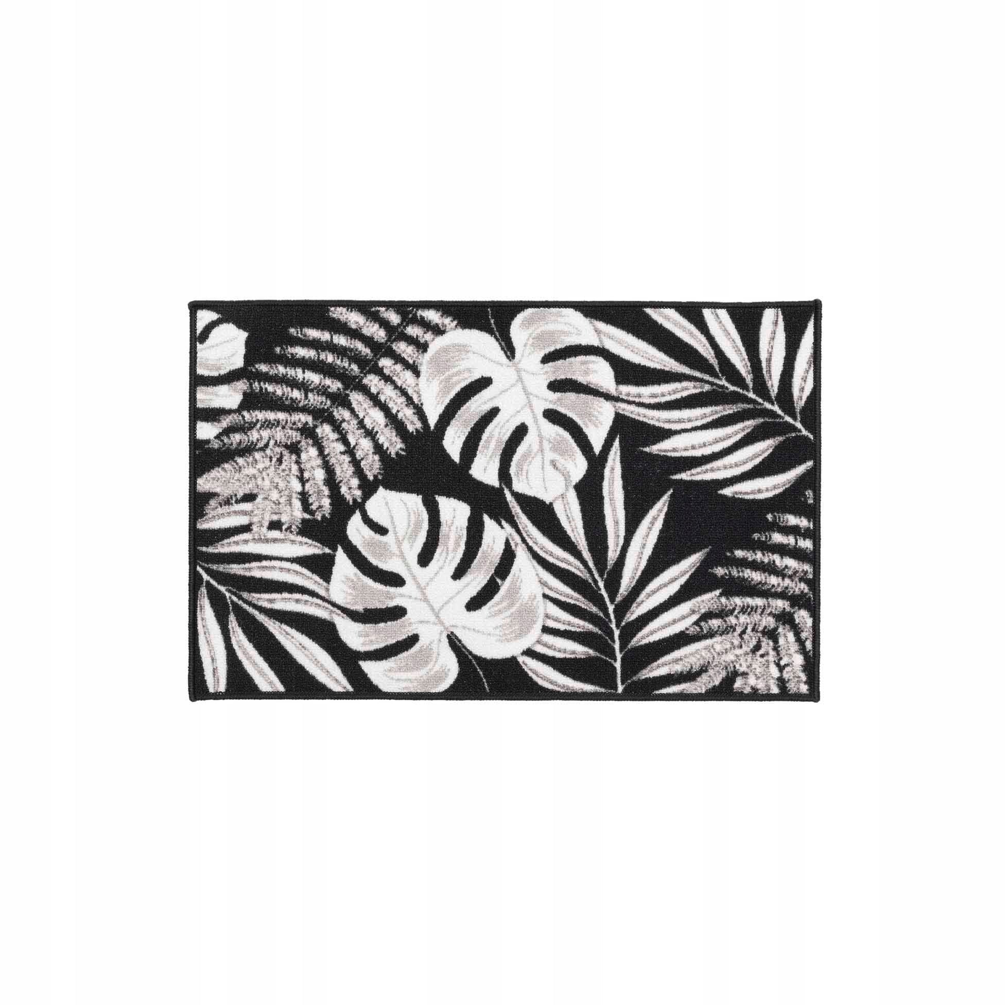 ANTI-SLIP RUG 50x80 RECTANGULAR BLACK MONSTERA