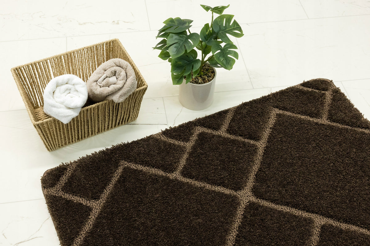 ANTI-SLIP RUG BROWN SOFT FOR BATHROOM DIAMONDS ANATO 50x80 cm Brand Akcila