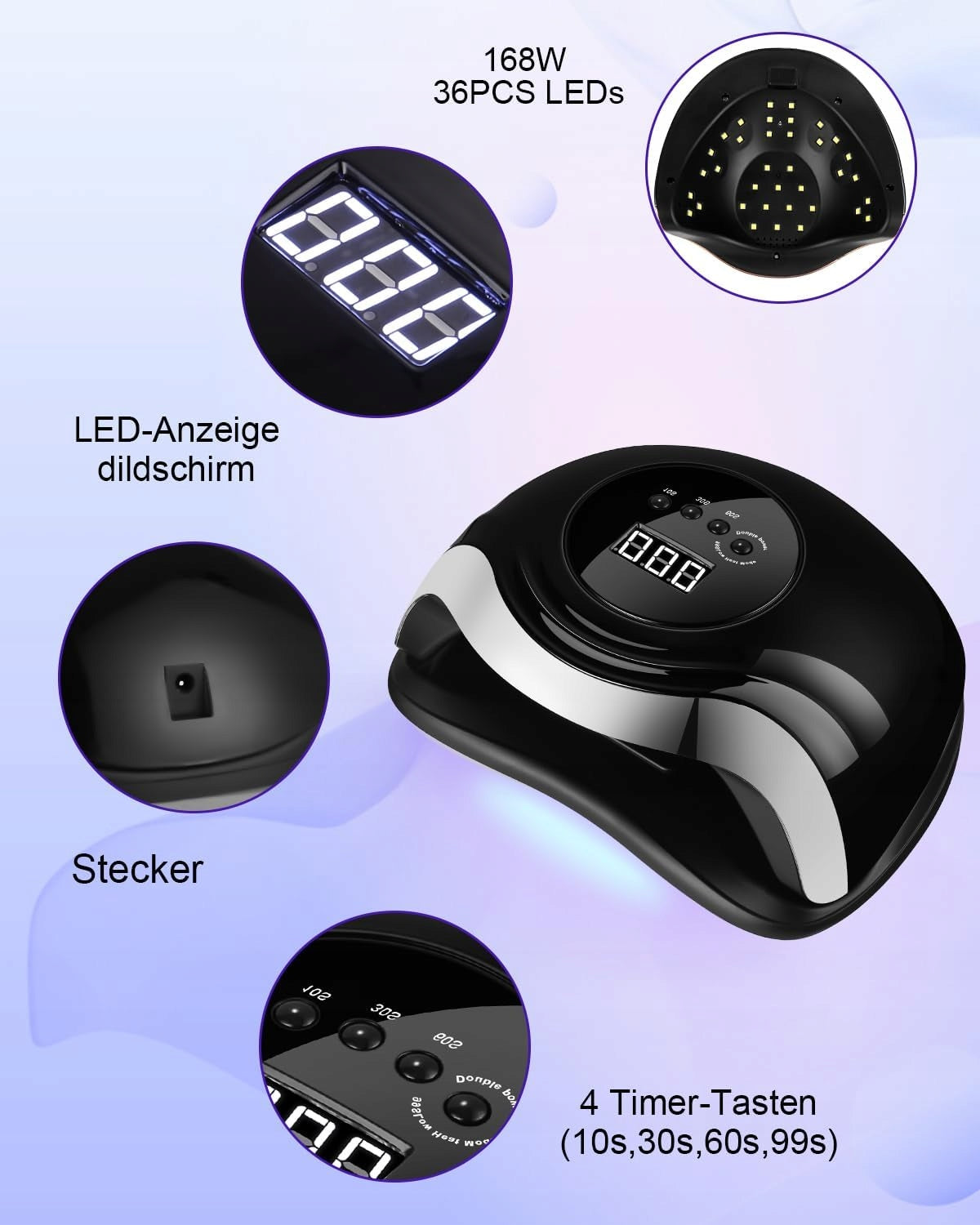 AOKYOM UV LED Nail Lamp 168W Professional With LCD Sensor Timer Manufacturer code 586