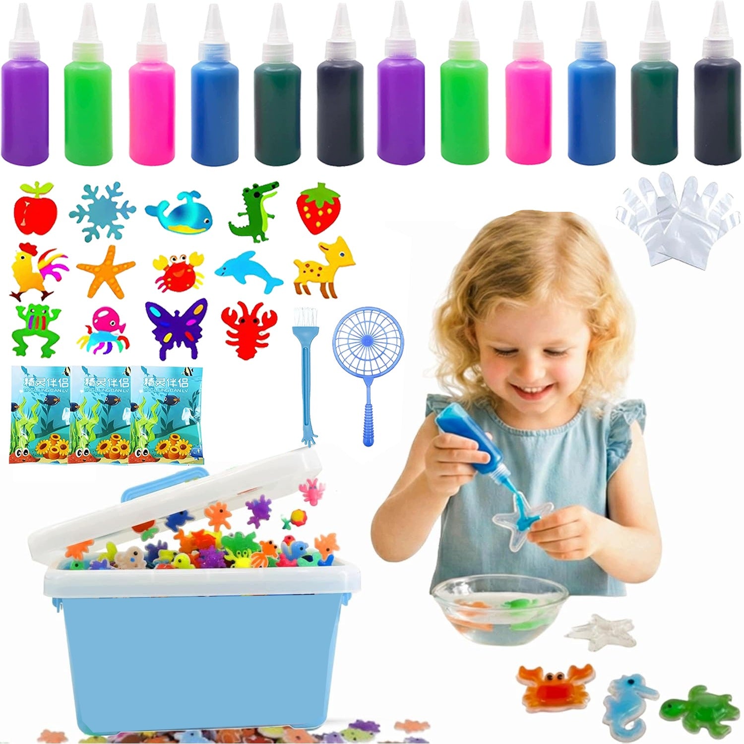 AQUA GELZ LARGE CREATIVE SET XXL 12 COLORS ANIMAL GELS 3D + MOLDS