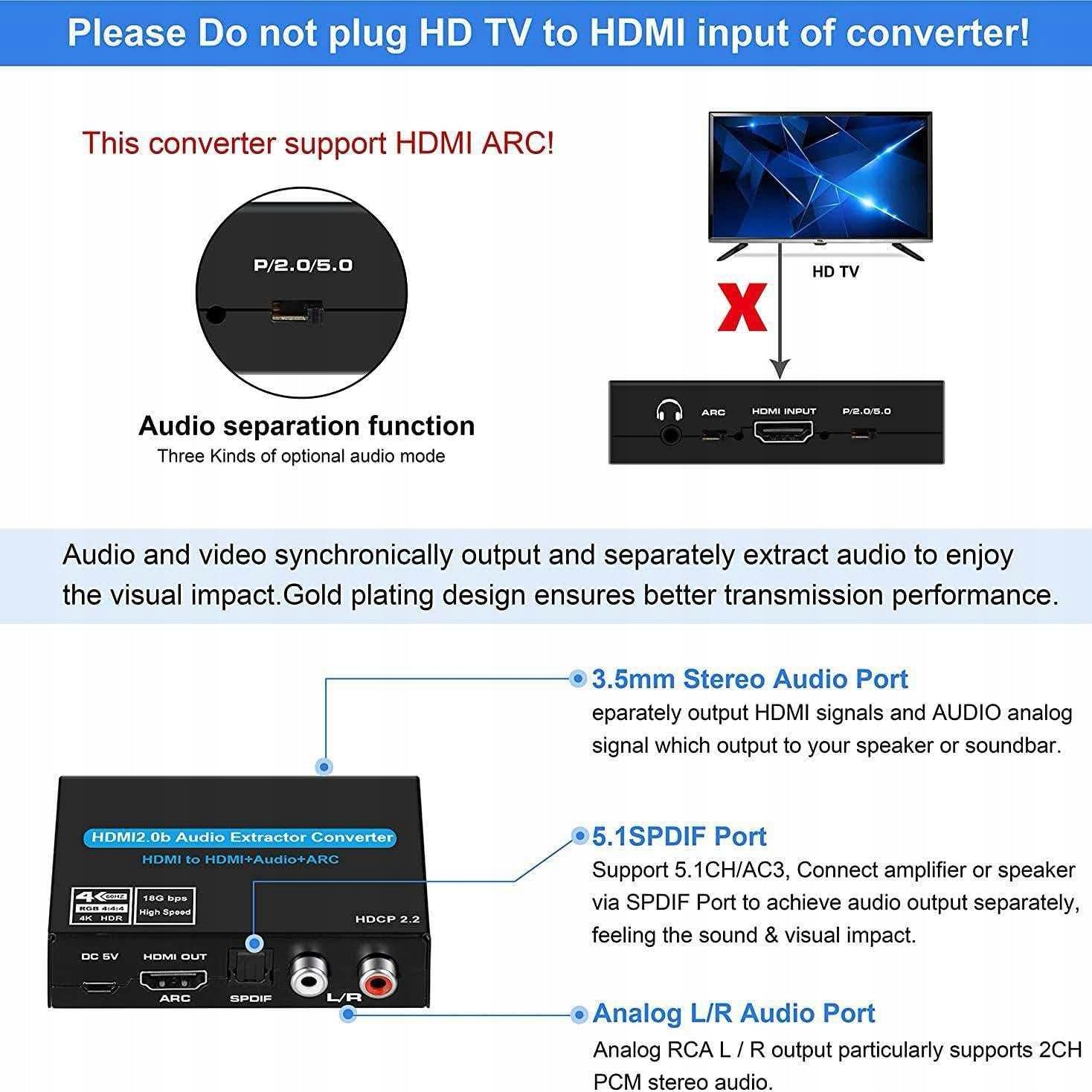 ARC HDMl on Toslink. Supports 4K HDRi HDCP2.2 Manufacturer code HFT-099