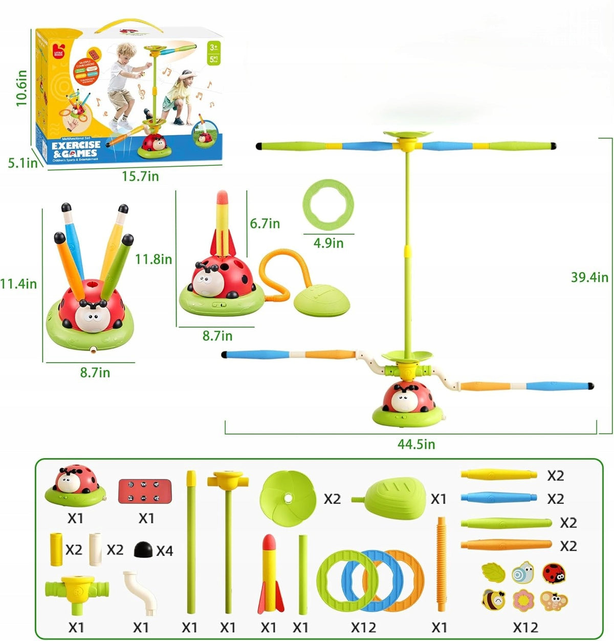 ARCADE SPORTS GAME Poland ELECTRIC LADYBUG 5IN1 JUMP ROPE THROW Packaging status original