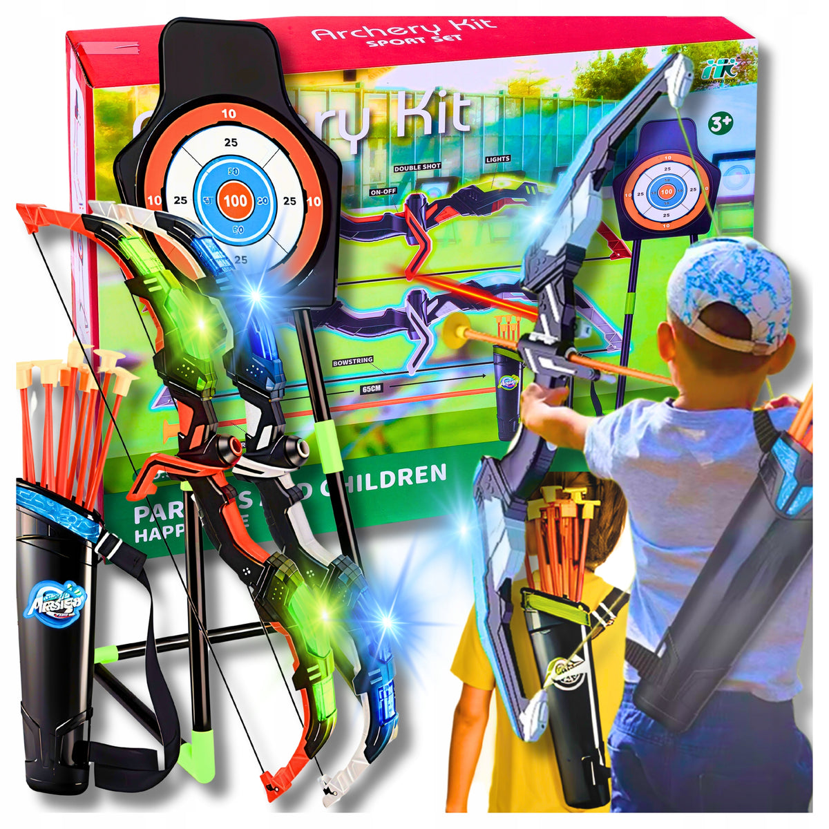 ARCHES GLOWING LED SHOOTING SET FOR CHILDREN SHIELD 20 SHOT TOY
