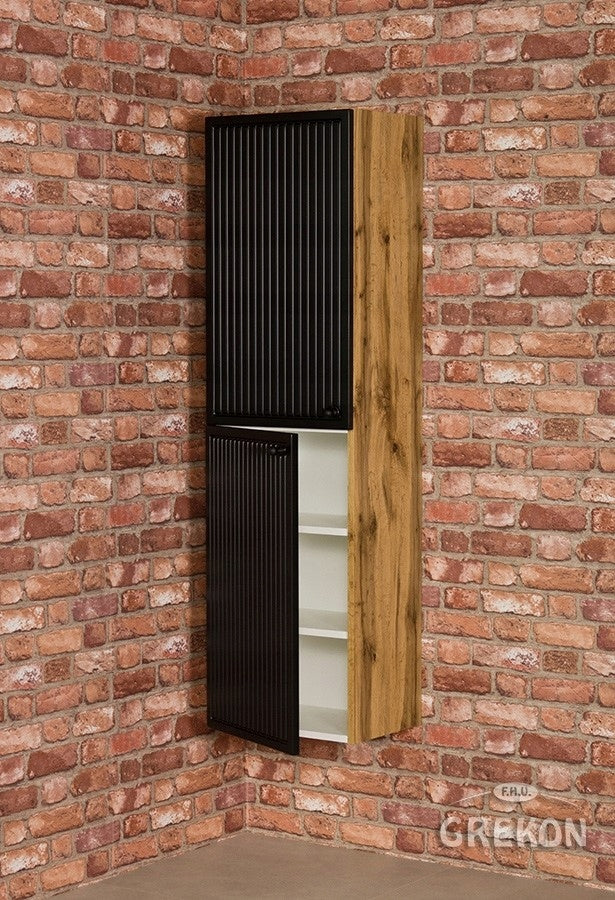 ARGENTO Bathroom Furniture Black High Bookcase Furniture depth 32 cm