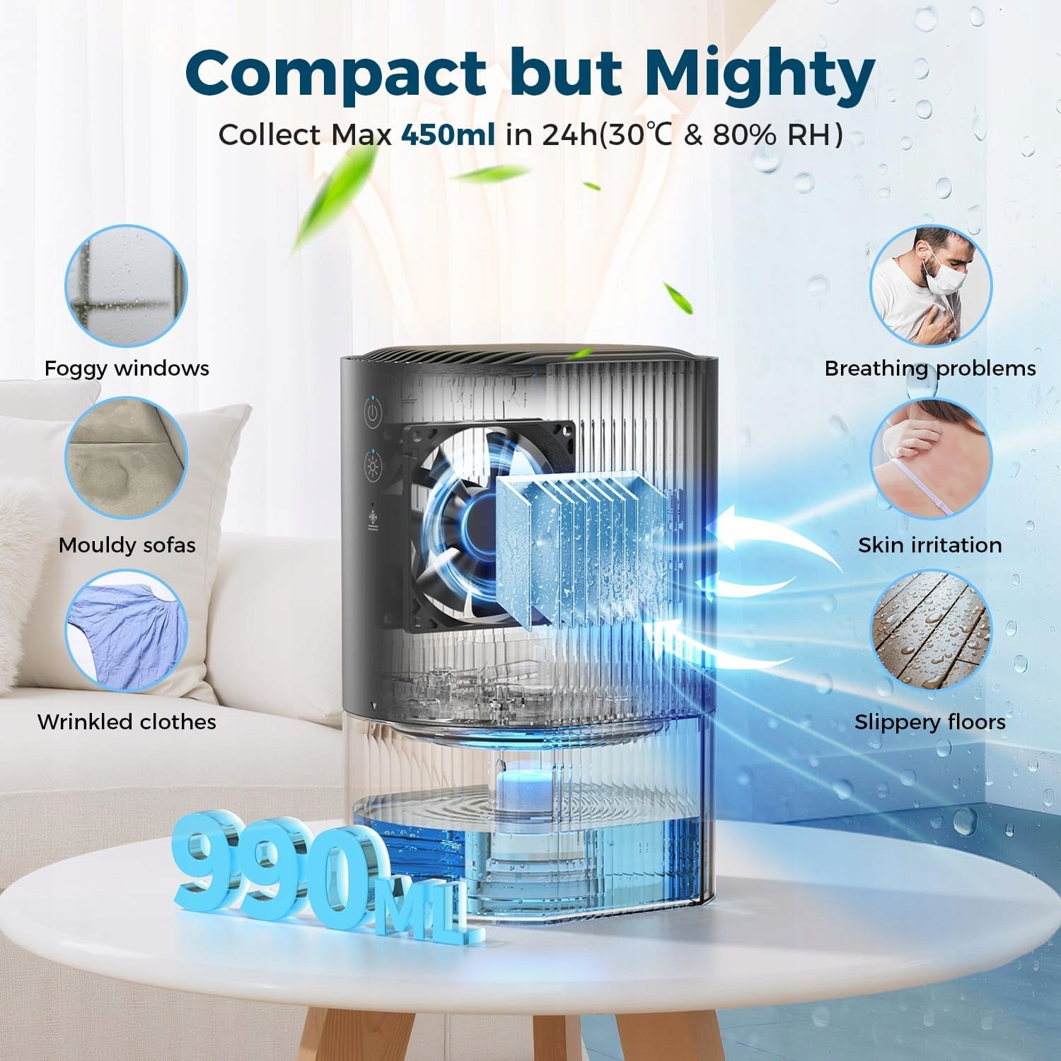AROEVE DH-CS17 990 ml dehumidifier with 7-colour light Packaging status original