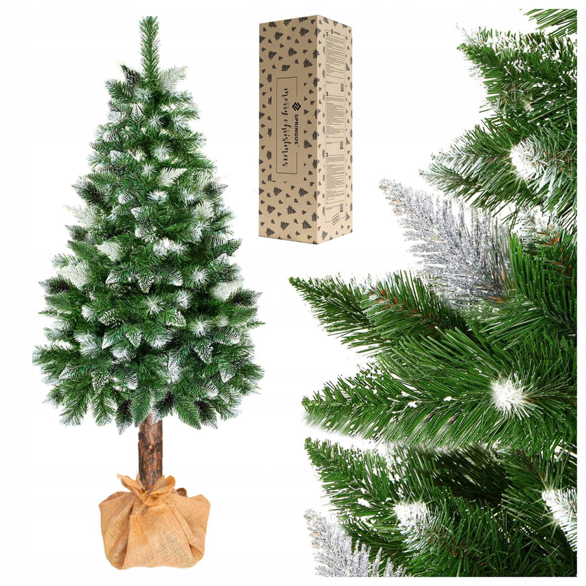 ARTIFICIAL CHRISTMAS TREE 220 cm ON THE TRUNK DIAMOND PINE DENSE SNOW-COVERED + FREEBIE