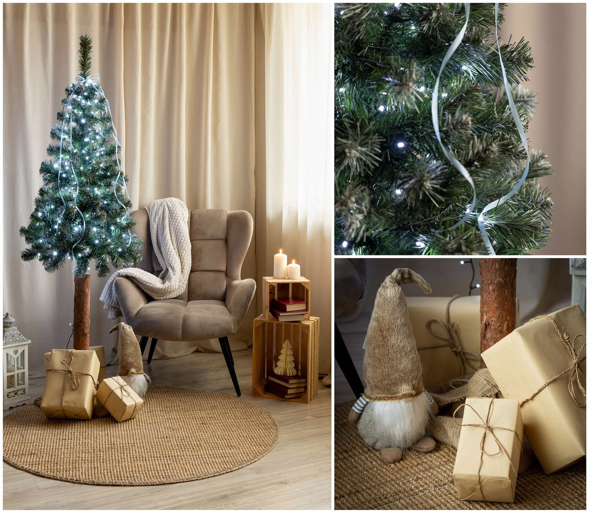 ARTIFICIAL CHRISTMAS TREE 220 cm ON THE TRUNK DIAMOND PINE DENSE SNOW-COVERED LIKE ALIVE Brand Springos